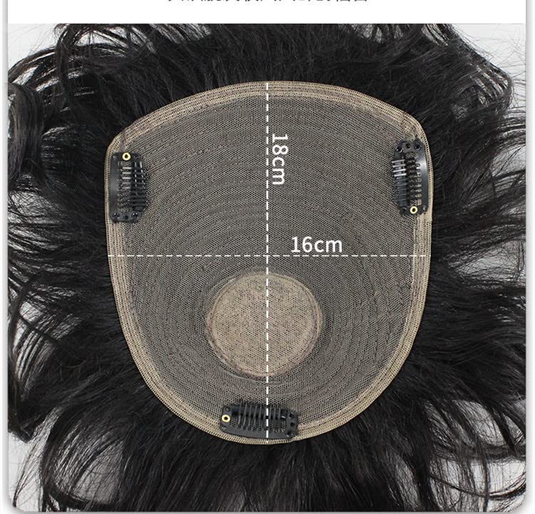 BESTOPPER Curly Hair Topper 100% Real Human Hair Topper Clip In/On Hair Pieces For Women Thinning Hair And Hair Loss (Straight-natural black)