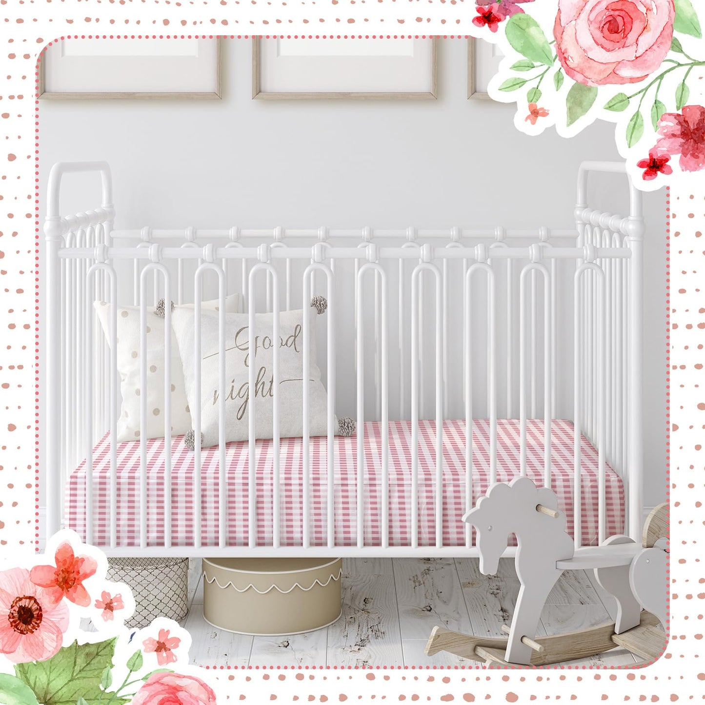 Peryiter 4 Pack Crib Sheets Girl Soft Baby Bed Sheet Set 52'' x 28" Nursery Crib Sheets for Standard Bed for Nursery Decor Baby Boys or Girls(Pink,Coquette Bow)