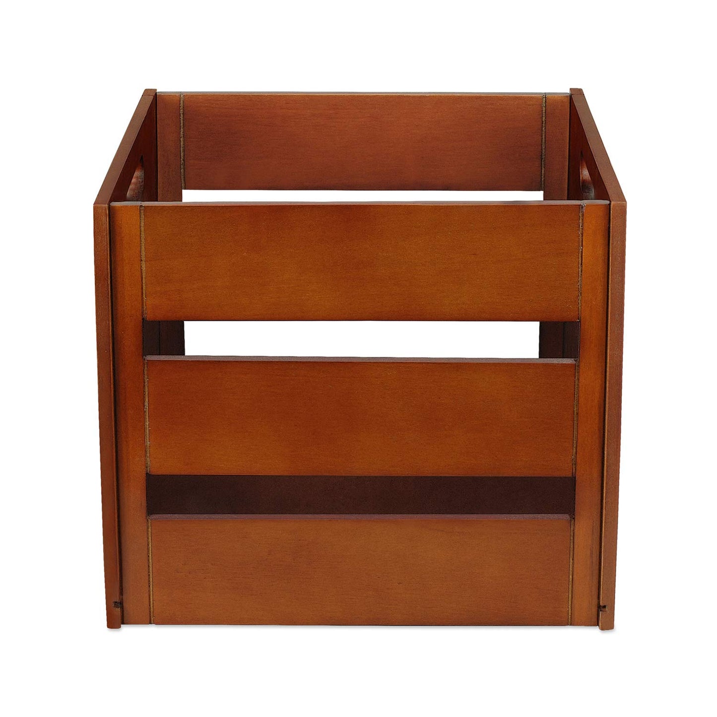 Victrola Wooden Record Crate – Tabletop Vinyl Album Holder, No-Tool Assembly, Holds Over 50 Records, Real Wood Construction, Elegant Design (Wood)