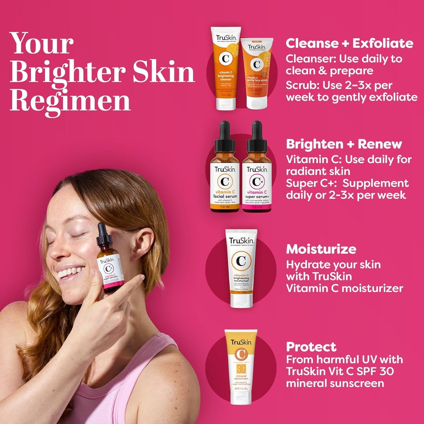TruSkin Super C Duo with Vitamin C Plus Super Serum 1 fl oz & Vitamin C Brightening Moisturizer 2 fl oz – Anti Aging Skin Care Gift Set for Bright, Smooth, Firmer-Looking Skin
