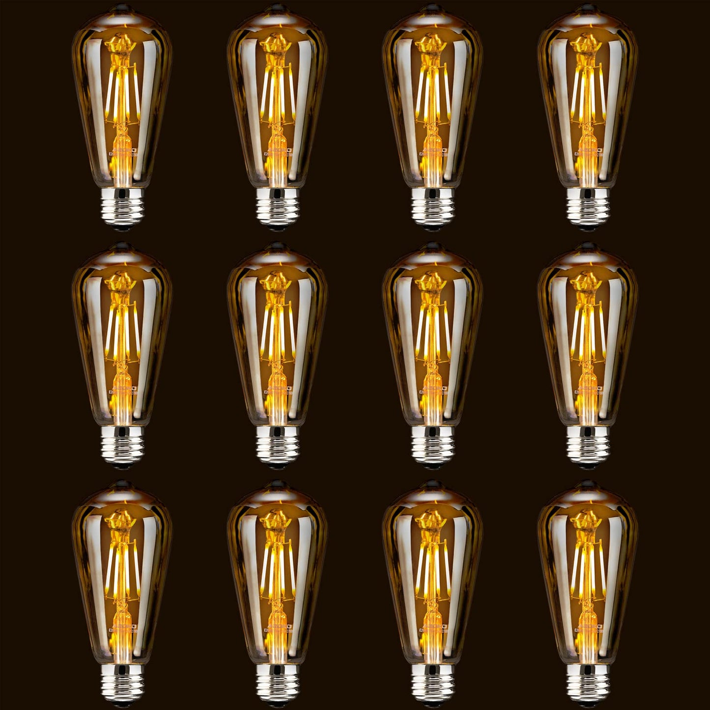 LED Dimmable Edison Light Bulbs 4W Vintage Light Bulb, 2200K-2400K Warm White (Amber Glass), Antique LED Edison Bulbs, Squarrel Cage Filament,ST64, E26 LED Bulb Base