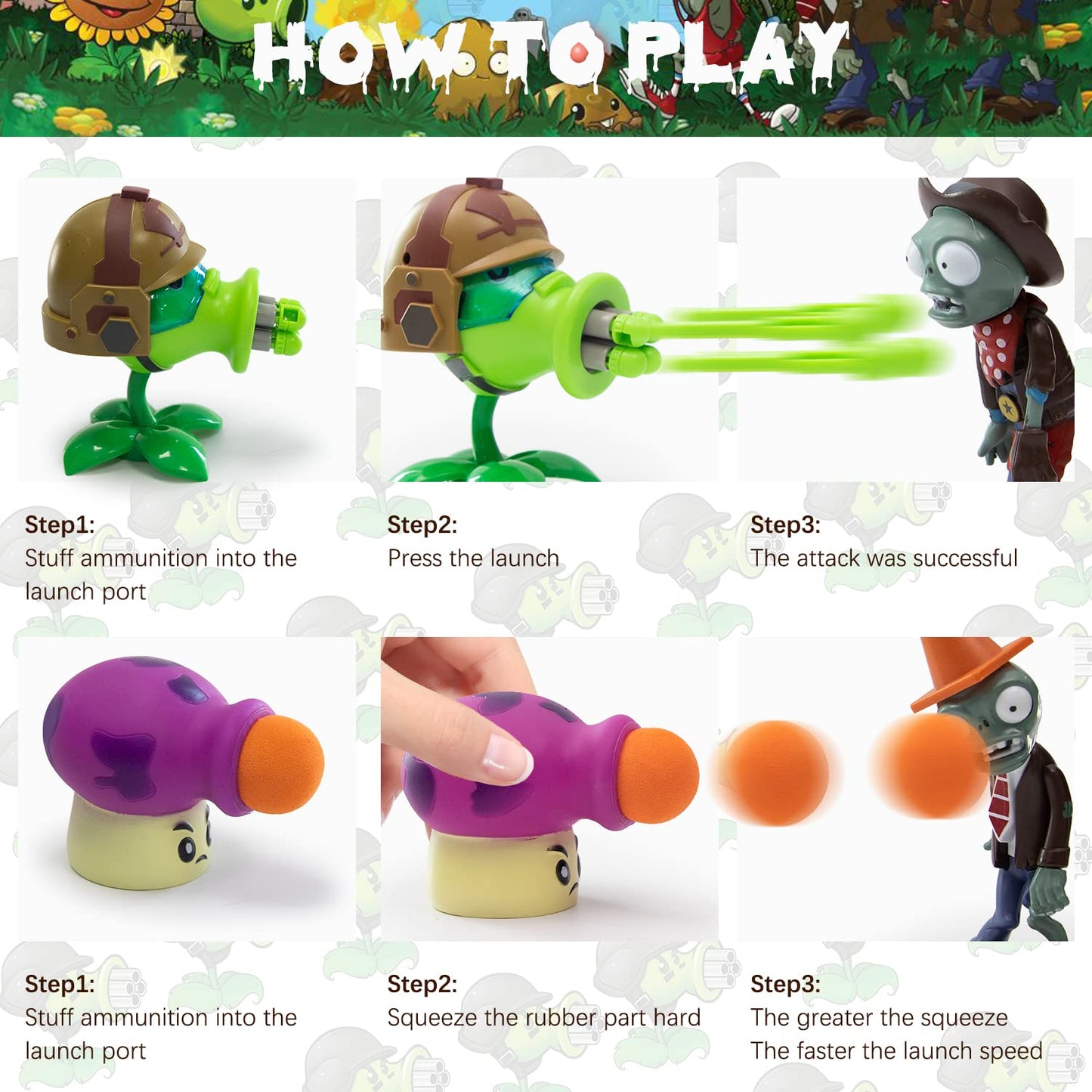 Maikerry Plants and Zombies Toys 7pcs PVZ Figurines Set Game Great Gifts for Kids and Fans,Birthday and Christmas Party