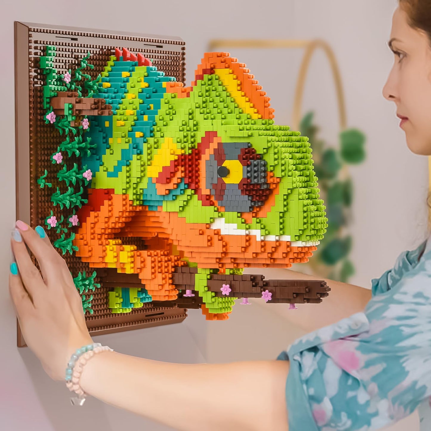 BNG Wall Art Chameleon Building Sets for Adult,Animals Building Bocks Set for Wall Decor or Table Display,Unique Gifts for Adult,Teens and Kids 14+(2688 PCS)