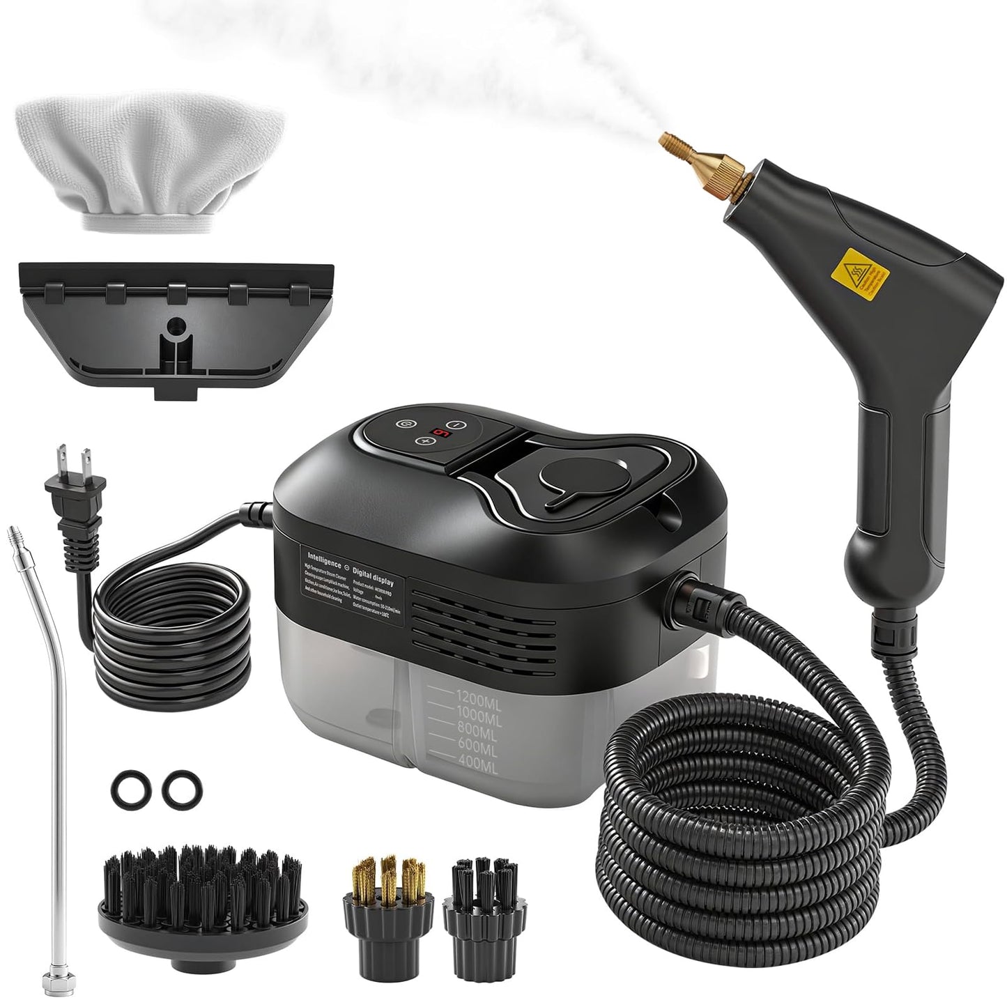 SRGARH Pressurized Steam Cleaner, Handheld Portable High Temp Bathroom Powerful Steamer Cleaning Machine Steam Cleaner For Home Use Kitchen Grease Car Detailing (black)