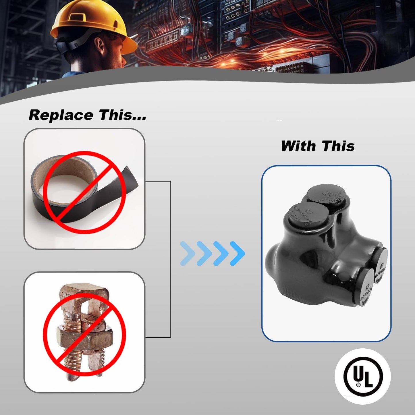 Black Multi-Tap Insulated Wire Connectors -2 Port Single-Sided Entry - 2-14 AWG Wire Range -Slotted or 5/32" Allen Hex -Dual-Rated Aluminum to Copper Wire Connectors -6061-T6 CU9AL -(16 Pack)