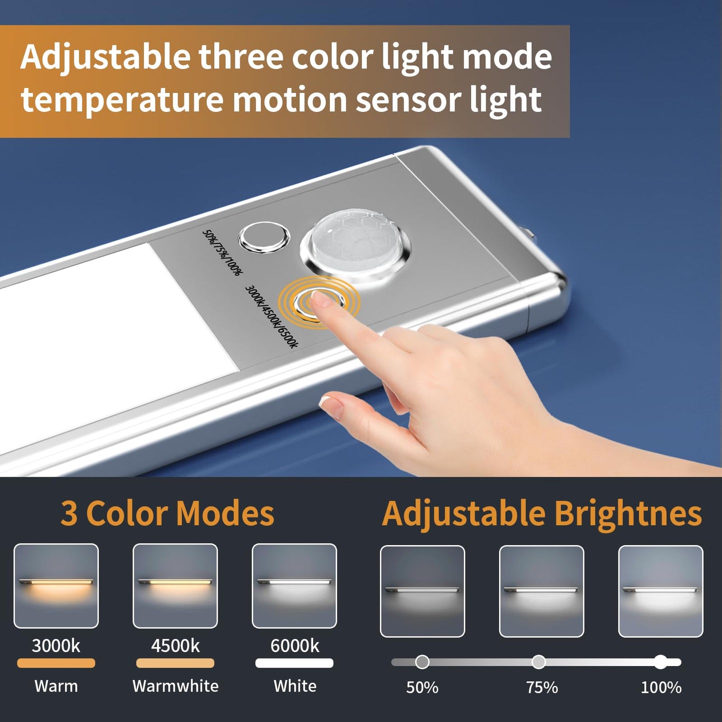SOUL LINK Under Cabinet Lights, 88 LED Operated Motion Sensor Light Indoor, 2200mAh USB Rechargeable Closet Lights, 6 Pack Magnetic Dimmable Wireless Under Counter Lights for Kitchen, Stairs