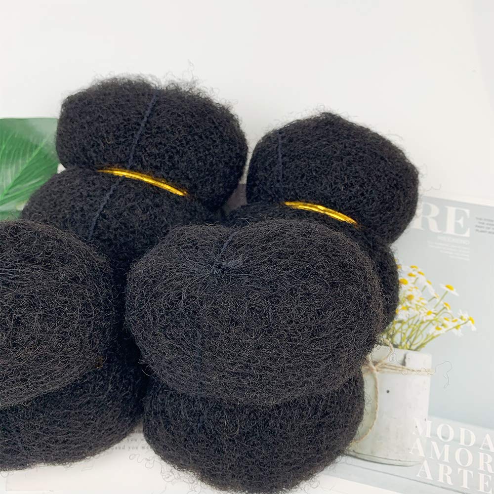 Tight Afro Kinky Human Hair for Dreadlocks,Ideal for Making Locs,Repair Extensions,Twist or Braids 4 Bundles/Package Natural Black #1B 8inch