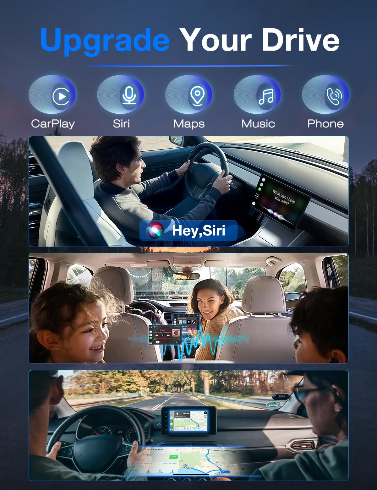 HUSHSPOOL Carplay Wireless Adapter Compatible with Apple - Convert Wired to Wireless Carplay Adapter for iPhone(2025 Upgraded), Fast Auto Connection No Delay Mini Size with Extension Cable USB & USB-C