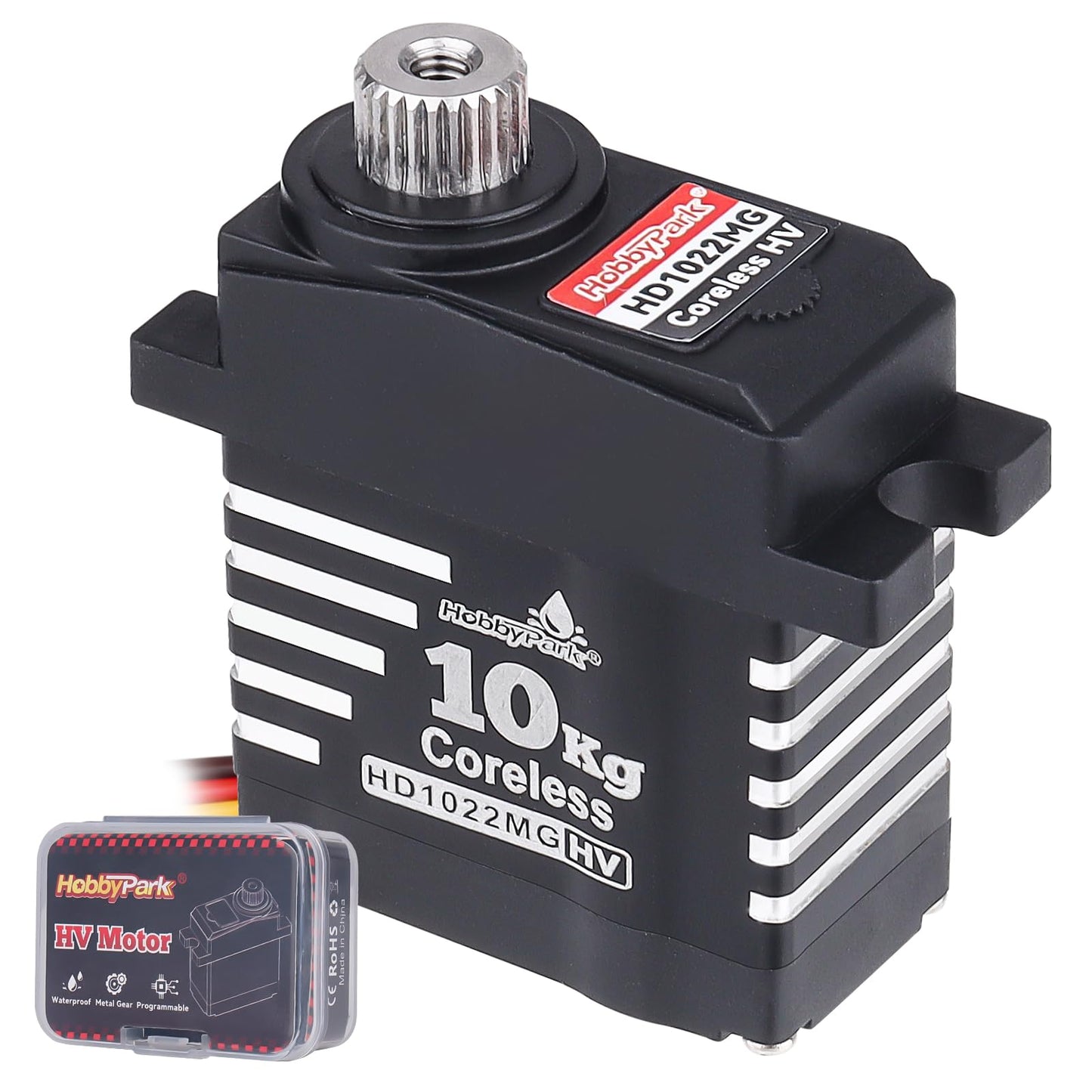 HobbyPark Waterproof 10kg RC Micro Servo High Torque Coreless Motor Metal Gears for 1/18 TRX4M Steering Servo & Sub-Micro Shift Servo TRX4 SCX10 1/10 RC Crawler Car Robot Digital Programmable 180°