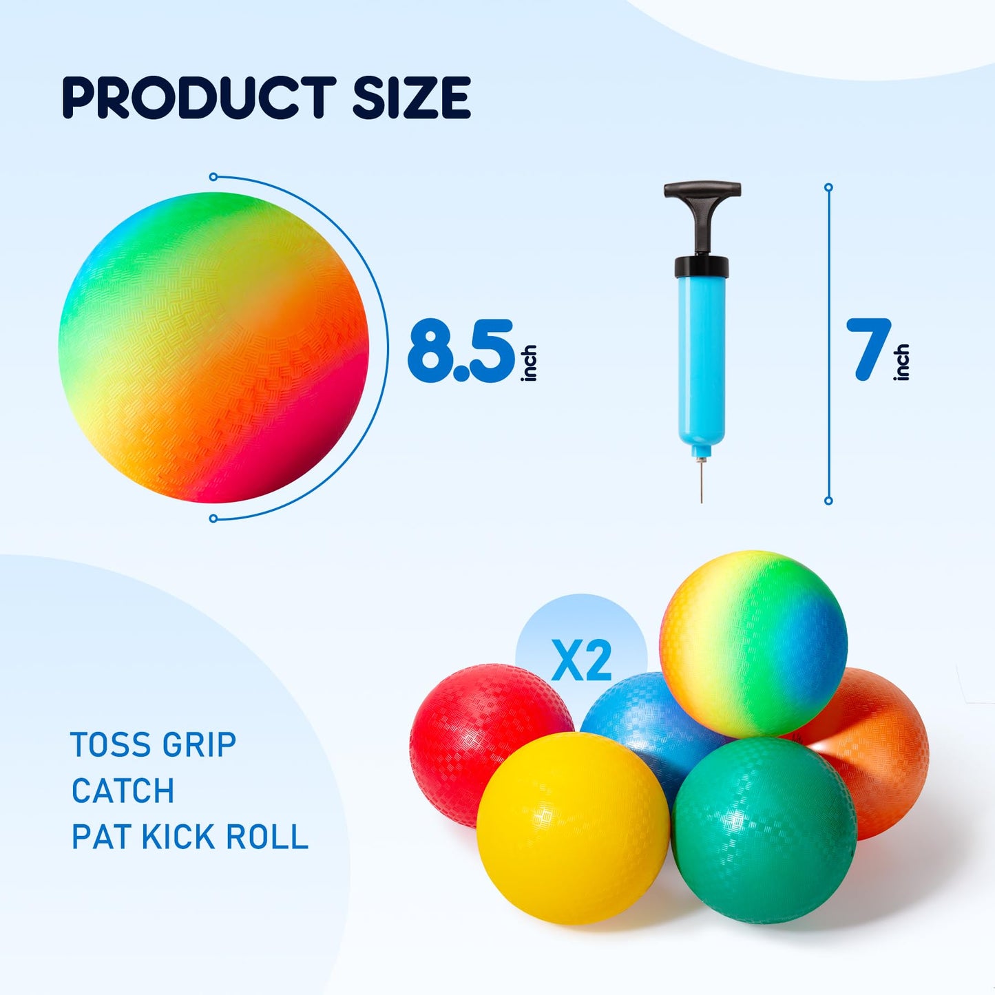 EVERICH TOY 12 Pack Playground Balls Dodgeball Set, 8.5 Inch Dodge Kick Ball Kickball Handball for Kids Adults, Indoor Outdoor Sports Toy for Yard Camp School Recess Ball Game for Boys Girls with Pump