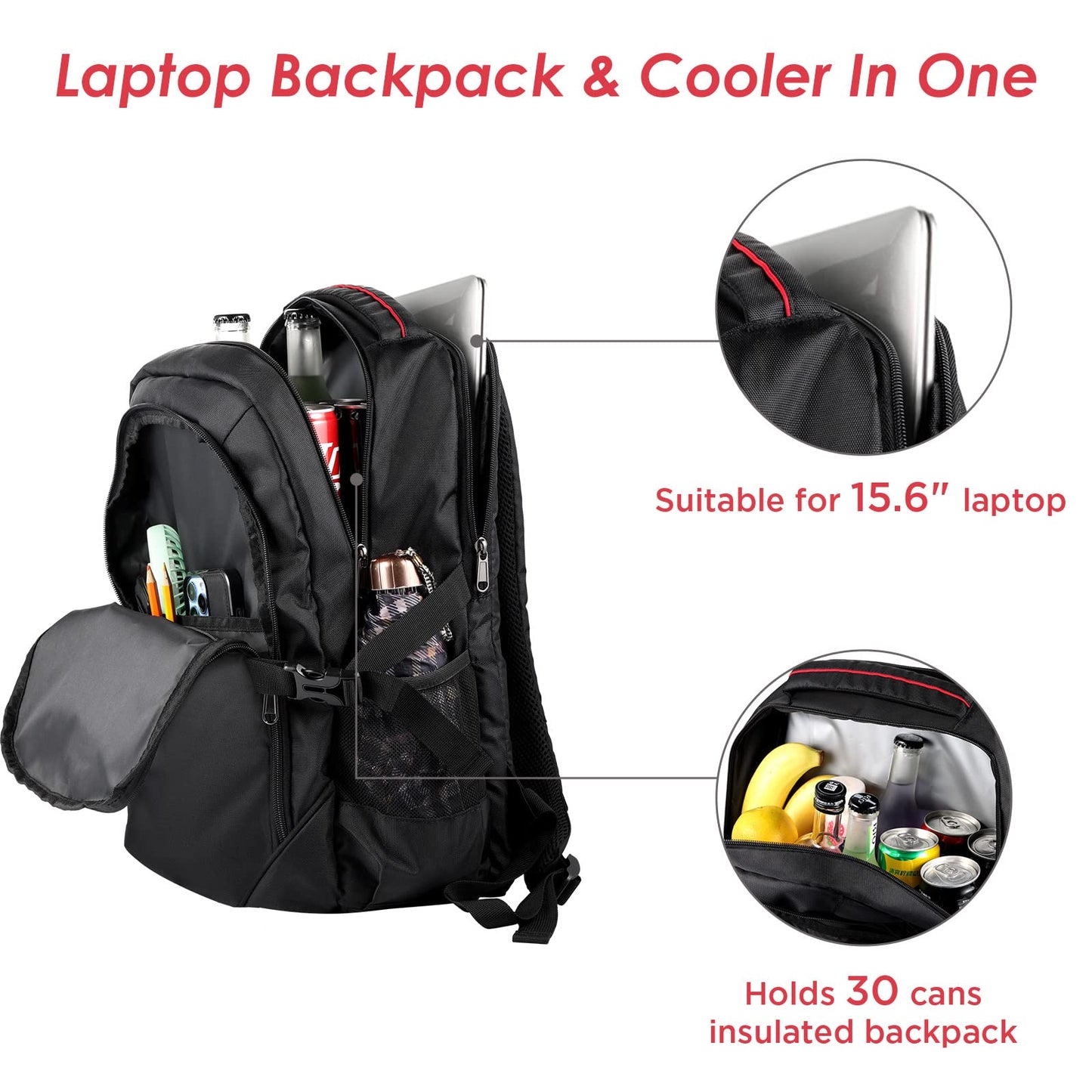 OUTXE Cooler Backpack 22L Insulated Cooler Bag for 15.6" Laptop Lunch Backpack for Work Daily Backpacks