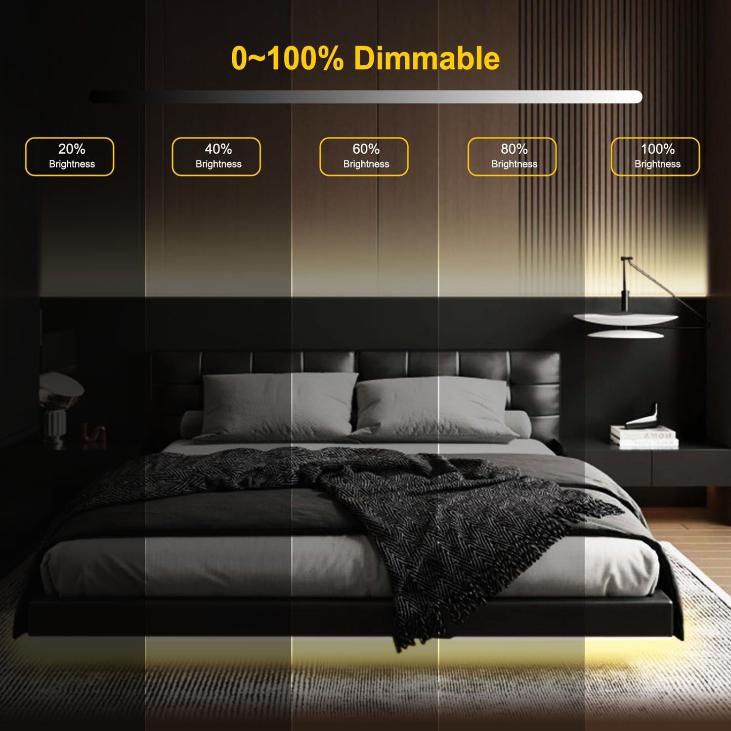 Pandery COB LED Strip Light,CCT Dimmable Strips Light,2700K-6500K,32.8ft/10m,8mm Wide,CRI90+ 24V LED Strips Kit with Bluetooth APP Control/Music Mode,for Bedroom,Kitchen,DIY Lighting