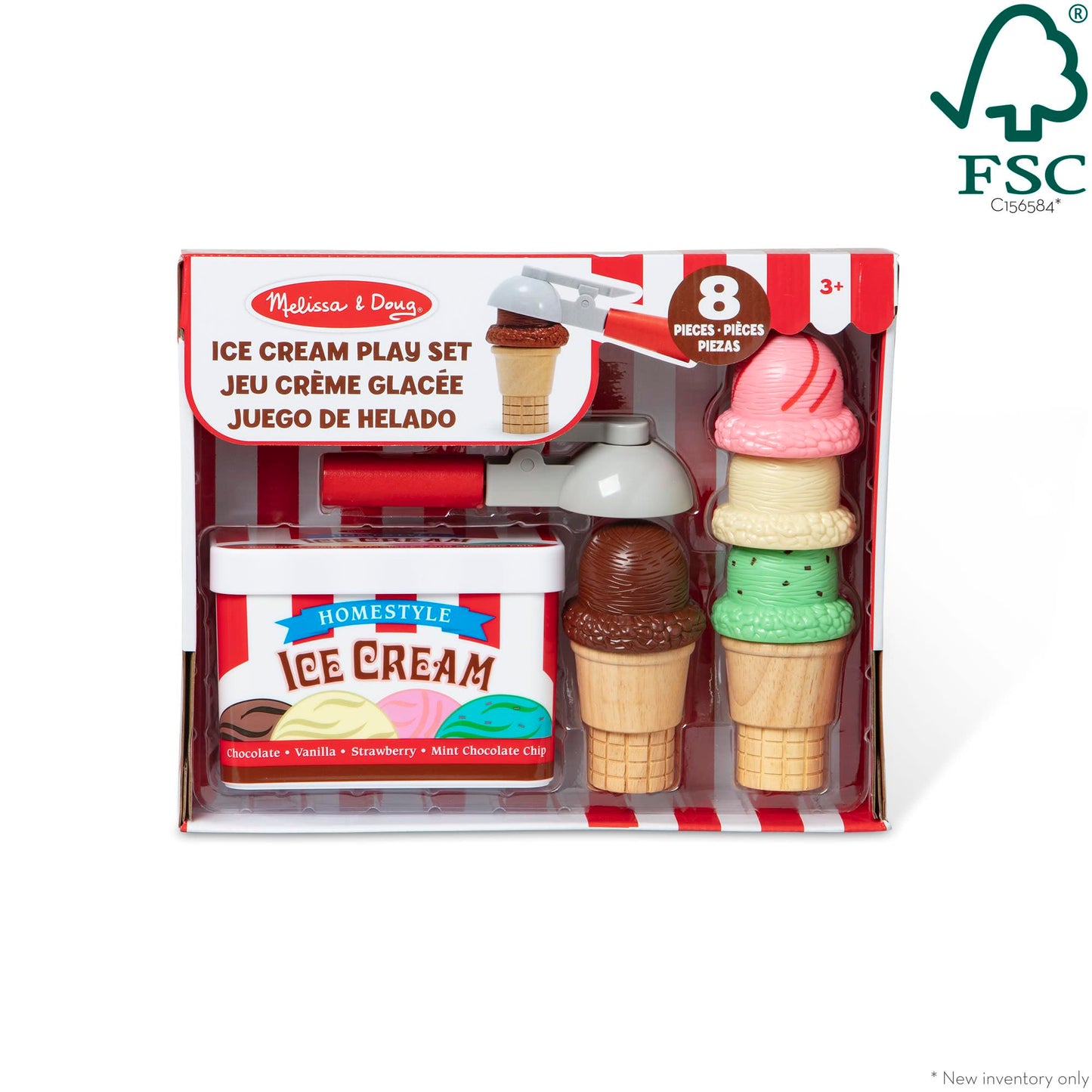 Melissa & Doug Scoop and Stack Ice Cream Cone Wooden Magnetic Pretend Play Food Set, Preschool Toy - FSC CertifiedPlay Ice Cream Set, Pretend Food, Toy for Toddlers and Kids Ages 3+