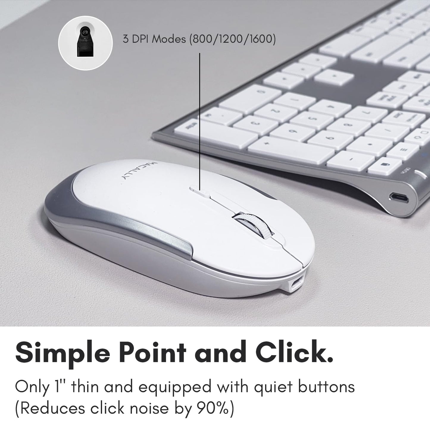 Macally Premium Bluetooth Keyboard and Mouse for Mac | Compatible Apple Wireless Keyboard and Mouse Combo (110 Keys Multi-Device Rechargeable) Keyboard Mouse for MacBook Pro/Air and iMac