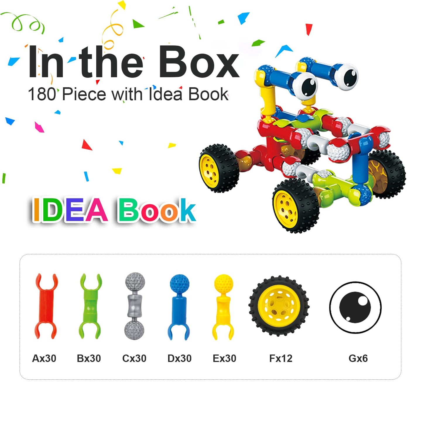 Huaker - Building Toys for 3 4 5 6 7 8 Year Old Boys 180 Building Blocks Educational Learning Toys with Large Storage Box Ideal Birthday Gifts