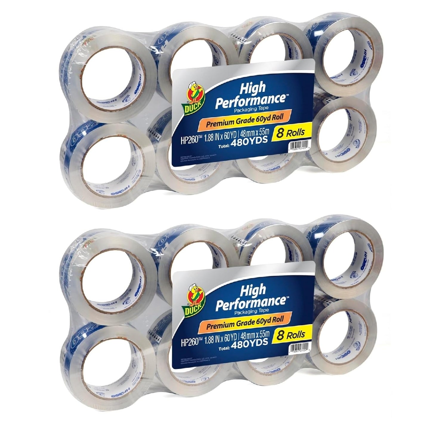Duck High Performance Clear Packing Tape Refills - 16 Rolls of HP260 Strong Packaging Tape for Shipping, Moving, Mailing & Storage Boxes - 3" Core - 1.88 Inch x 60 Yards - Clear (1067839)