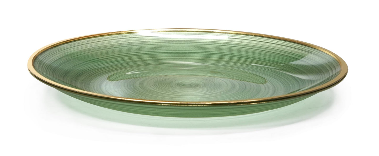 " OCCASIONS " 50 Plates Pack (25 Guests)-Wedding Party Disposable Plastic Plate Set -25 x 10'' Dinner + 25 x 7'' Salad & Dessert plates (Belize in Green & Gold)