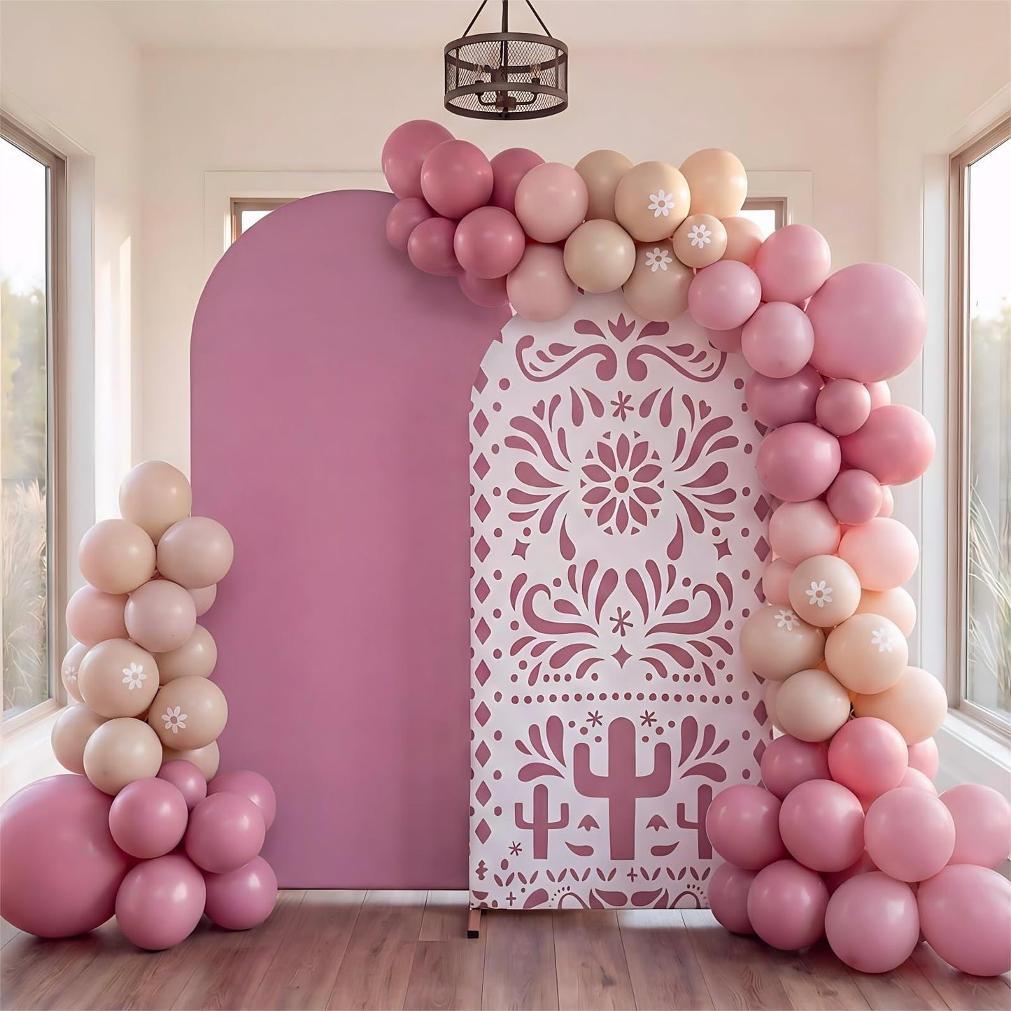 Tegeme 2 Pcs Mexican Fiesta Theme Arch Covers Backdrop Stretchy Fabric Covers for Cielito Lindo Party Decoration Baby Shower Birthday Bridal Shower(Rose Red)