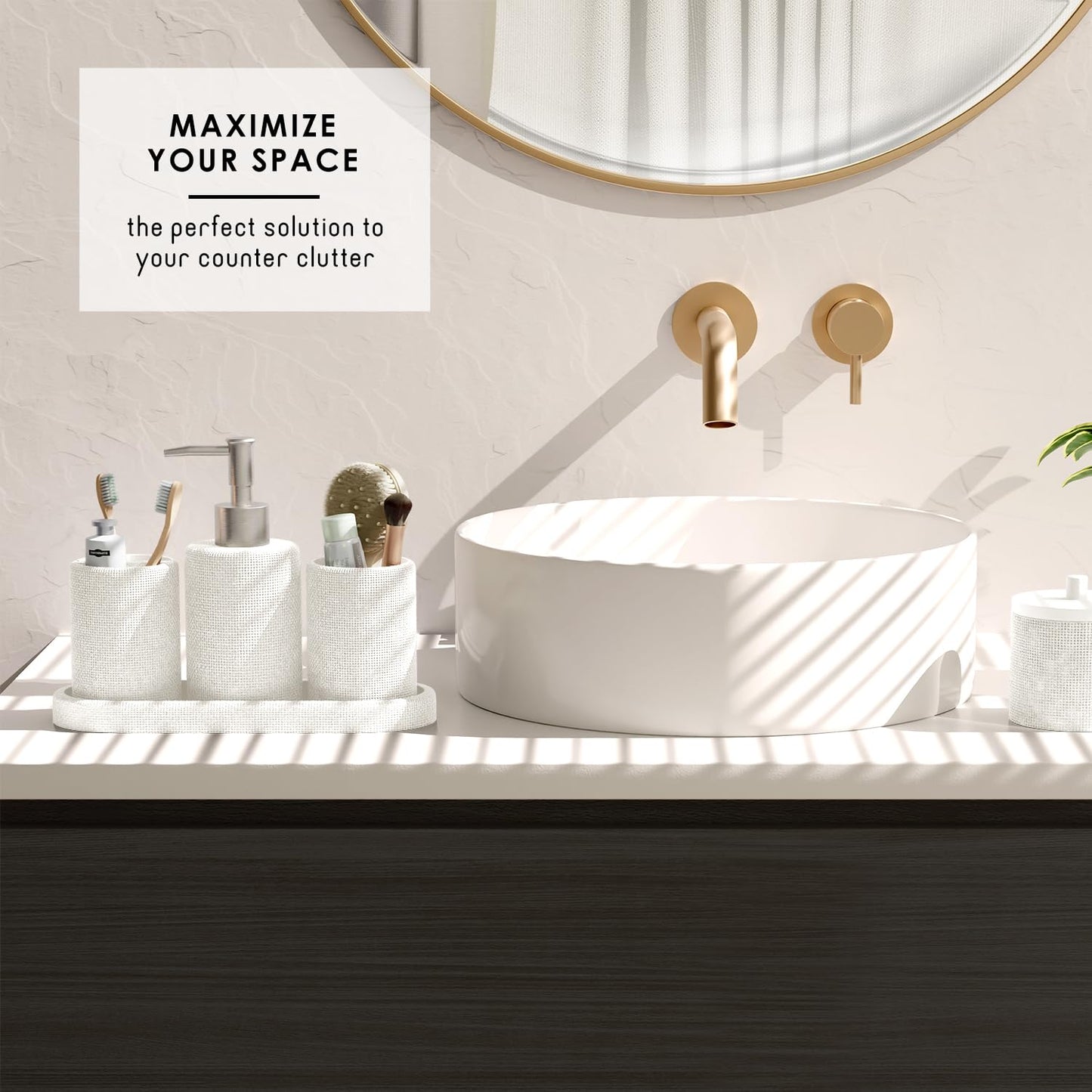 Clara Clark White Bathroom Set - Bathroom Sets with Shower Curtain and Rugs, 21PC Bathroom Accessory Set, Shower Curtain Set with Soap Dispenser & Toothbrush Holder
