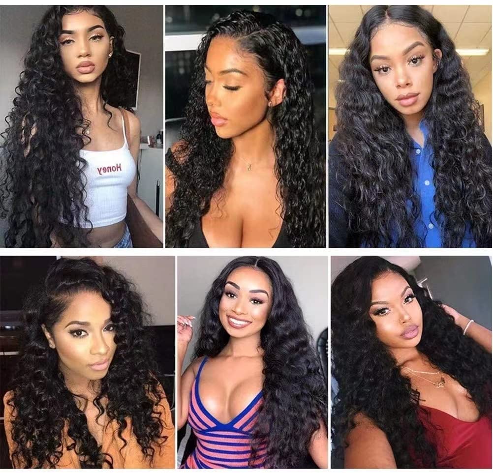 13x4 Lace Front Wigs Human Hair Pre Plucked Wet and Wavy Human Hair Wigs for Black Women Glueless Brazilian Curly Lace Frontal Wigs Human Hair Natural Color 180% Density (24 Inch)