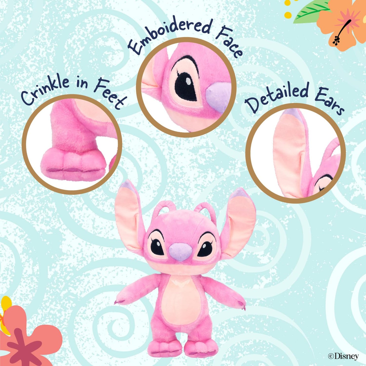 Disney Kids Preferred Baby Lilo & Stitch Angel Soft Huggable Stuffed Animal Cute Plush Toy for Toddler Boys and Girls, Gift for Kids, Pink Angle 16 Inches