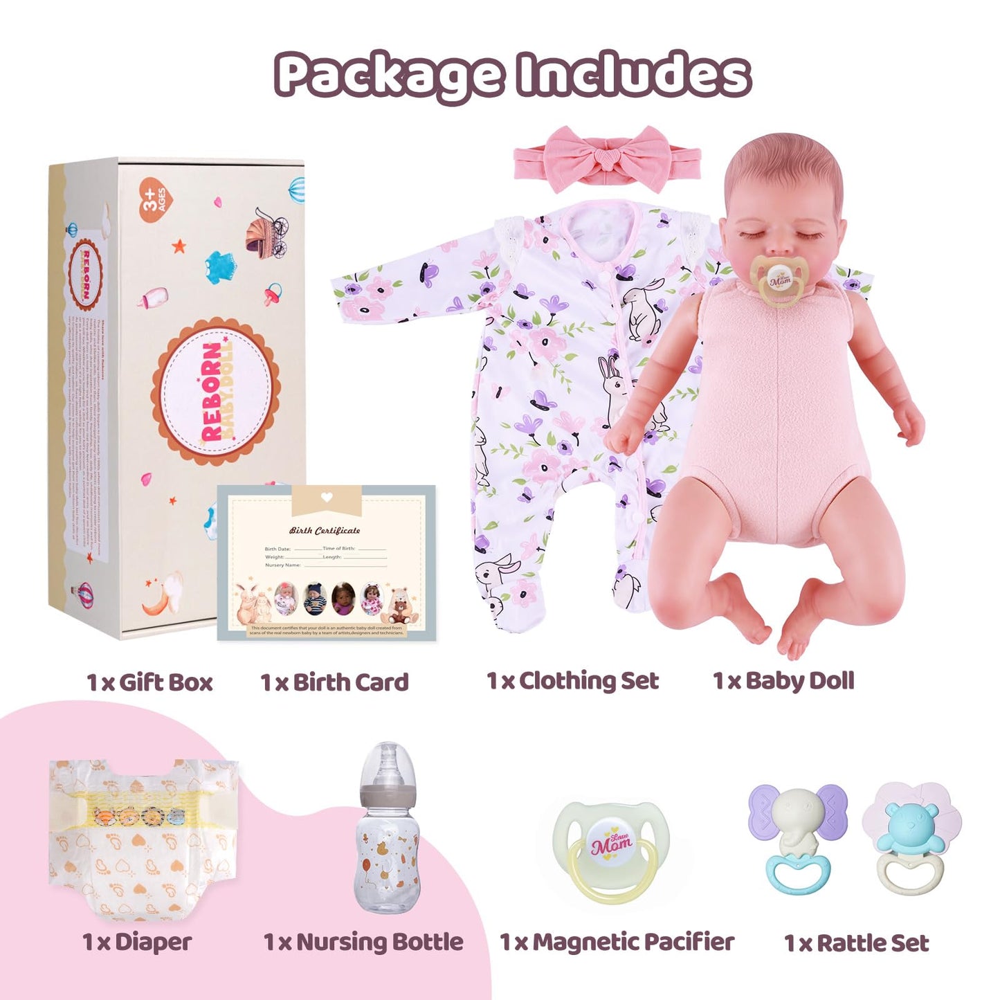 BABESIDE Lifelike Reborn Baby Dolls Girl with Poseable Body, Realistic Real Life Baby Dolls with Accessories for 3+ Year Old Girls Gifts, Pretend Play, Collection, 20 inches