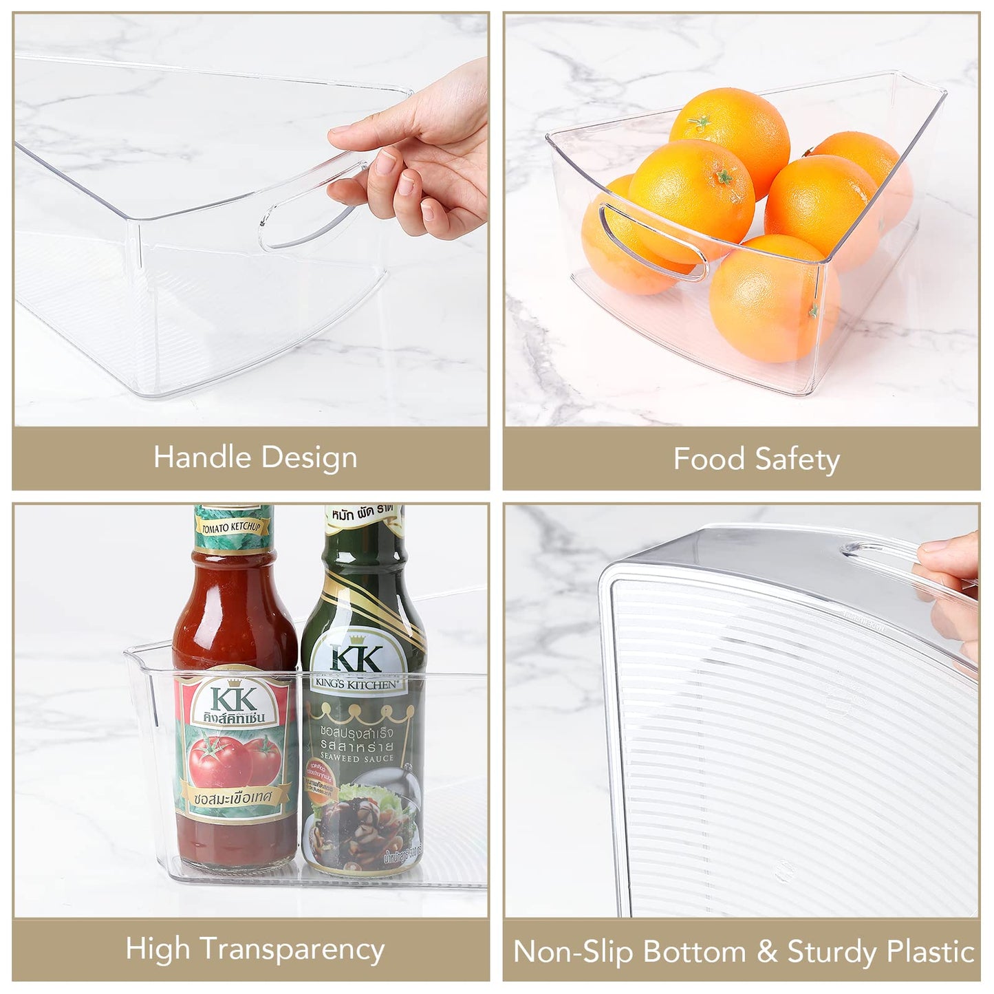 URALFA Lazy Susan Organizer Bins - Clear Turntable Organizer, Plastic Kitchen Storage Bins for 26"-28" Diameter Corner Cabinet, 1/8 Wedge-BPA Free, 8 Pack