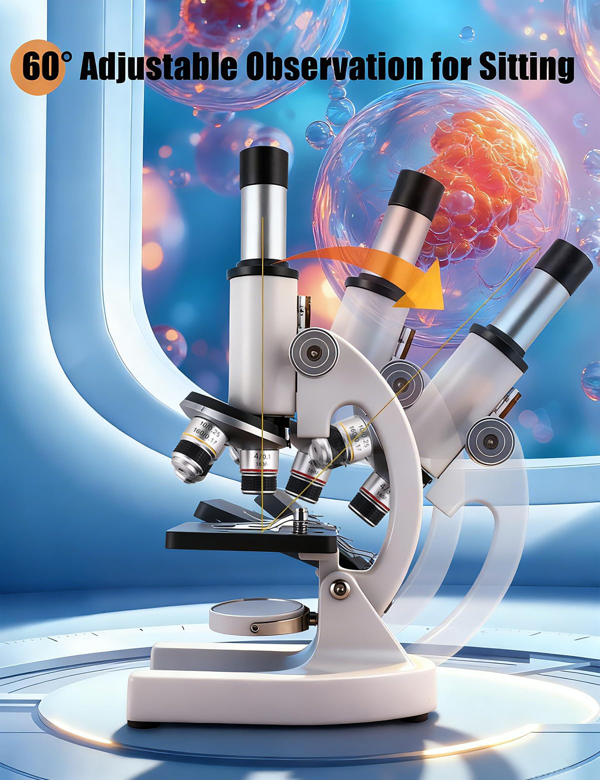 Poothoh Compound Microscope for Adults & Kids - 40X-2000X High-Power Biological Microscope for Students, School Lab & Home Education, with Slides Set & Phone Adapter