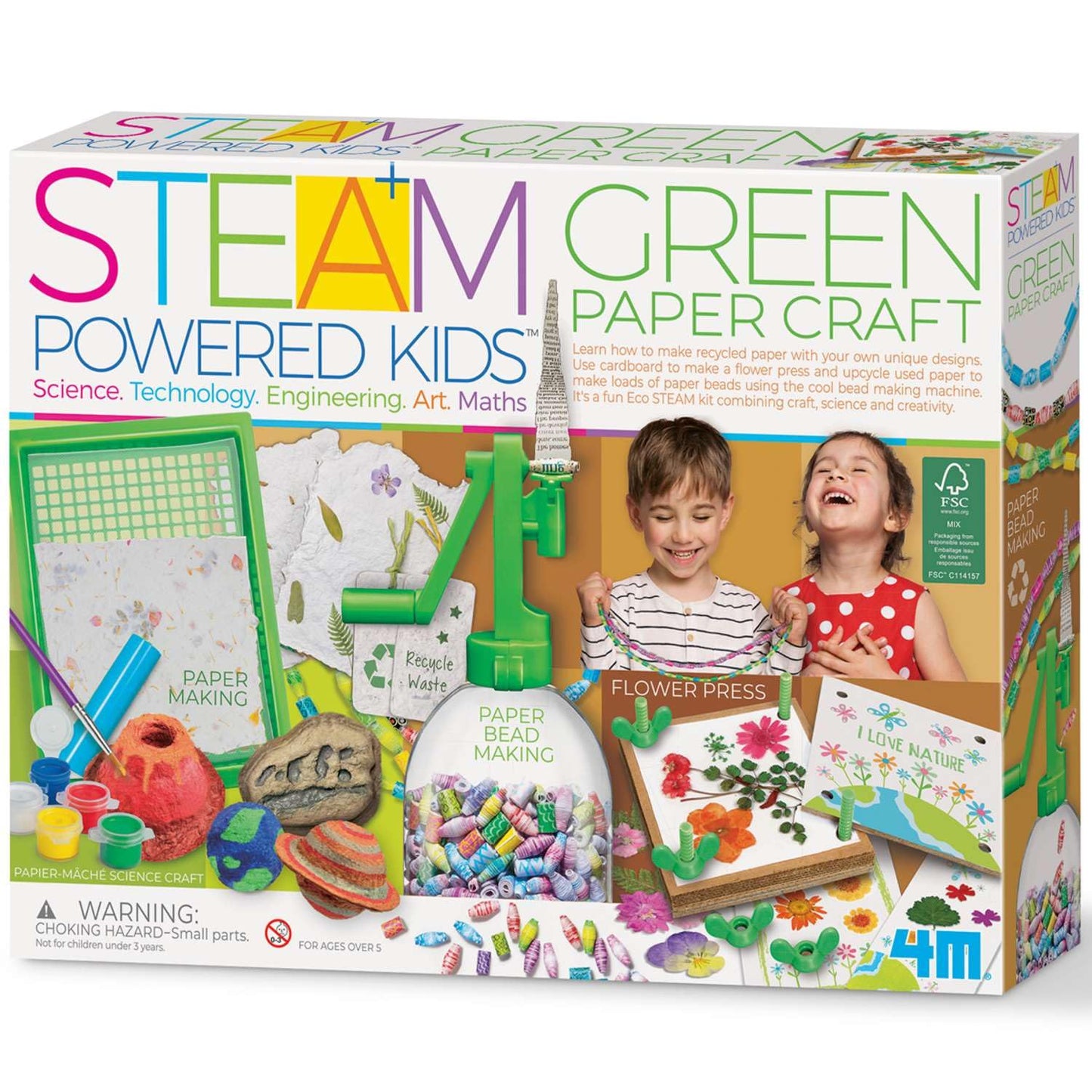 4M Green Paper Craft | Steam Powered Kids | Recycling Paper Craft Kit | Eco STEAM Kit - Craft, Science & Activity | 5+