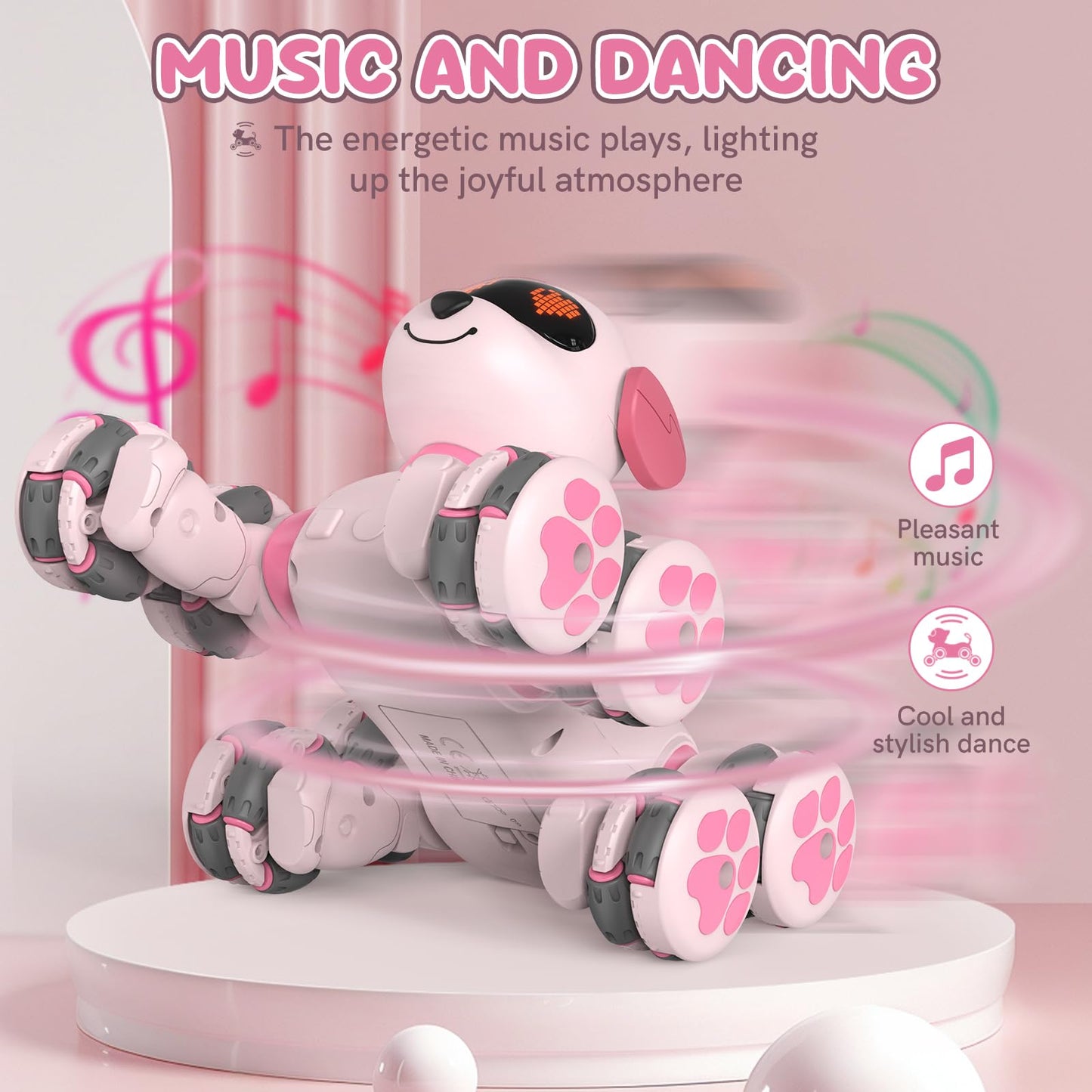 Paaxido 8WD Stunt RC Car Robot Dog Toys for Girls Age 3+, 2.4GHz Remote Control Car Dog Toys with LED Eyes, Smart Interactive Programmable Robot Toys Gift for Boys & Girls Age 3 4 5 6 7 8 Year Old