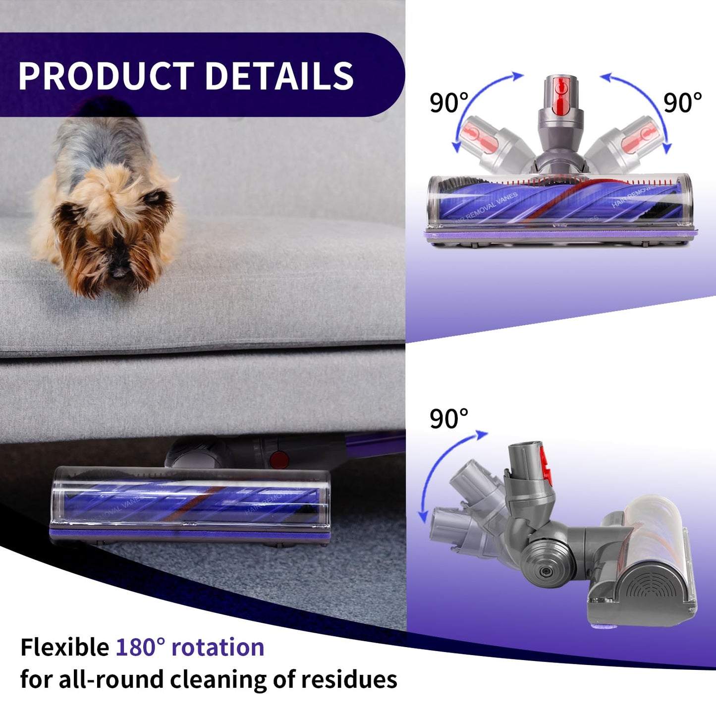 OTTWL V9 V12 Upgrade Anti-Tangle Replacement Head Compatible with Dyson V9(SV57), Digital Slim(SV18), V12 Detect Slim Cordless Vacuum Cleaners, Suitable for Hard Floor, Thin Carpet