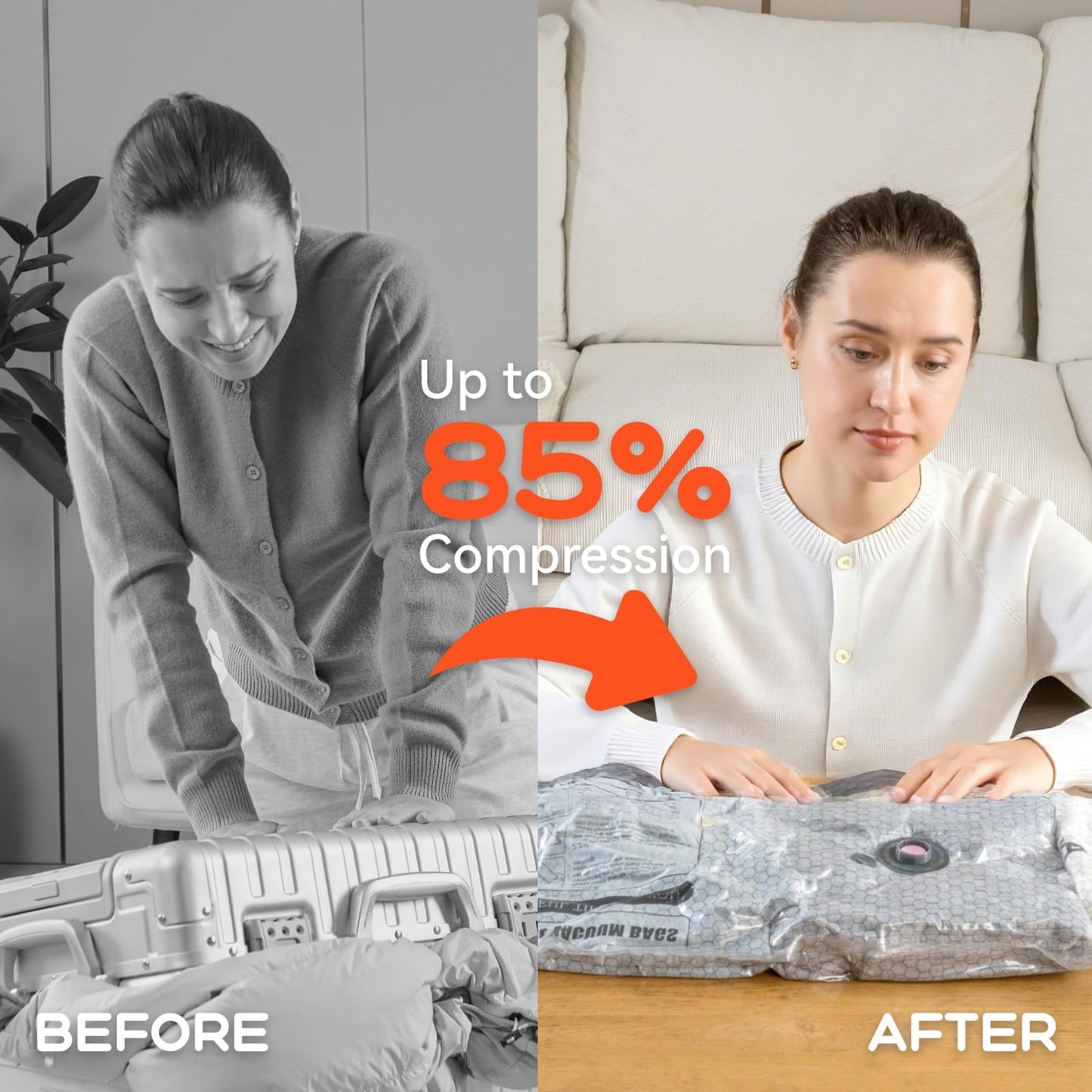 VOLLYC Vacuum Bags for Clothing with Rechargeable Air Pump, 20 Pack Vacuum Seal Bags for Travel, Space Saver Bags for Luggage and Suitcases, Compression Packing Bags in Multiple Travel Size