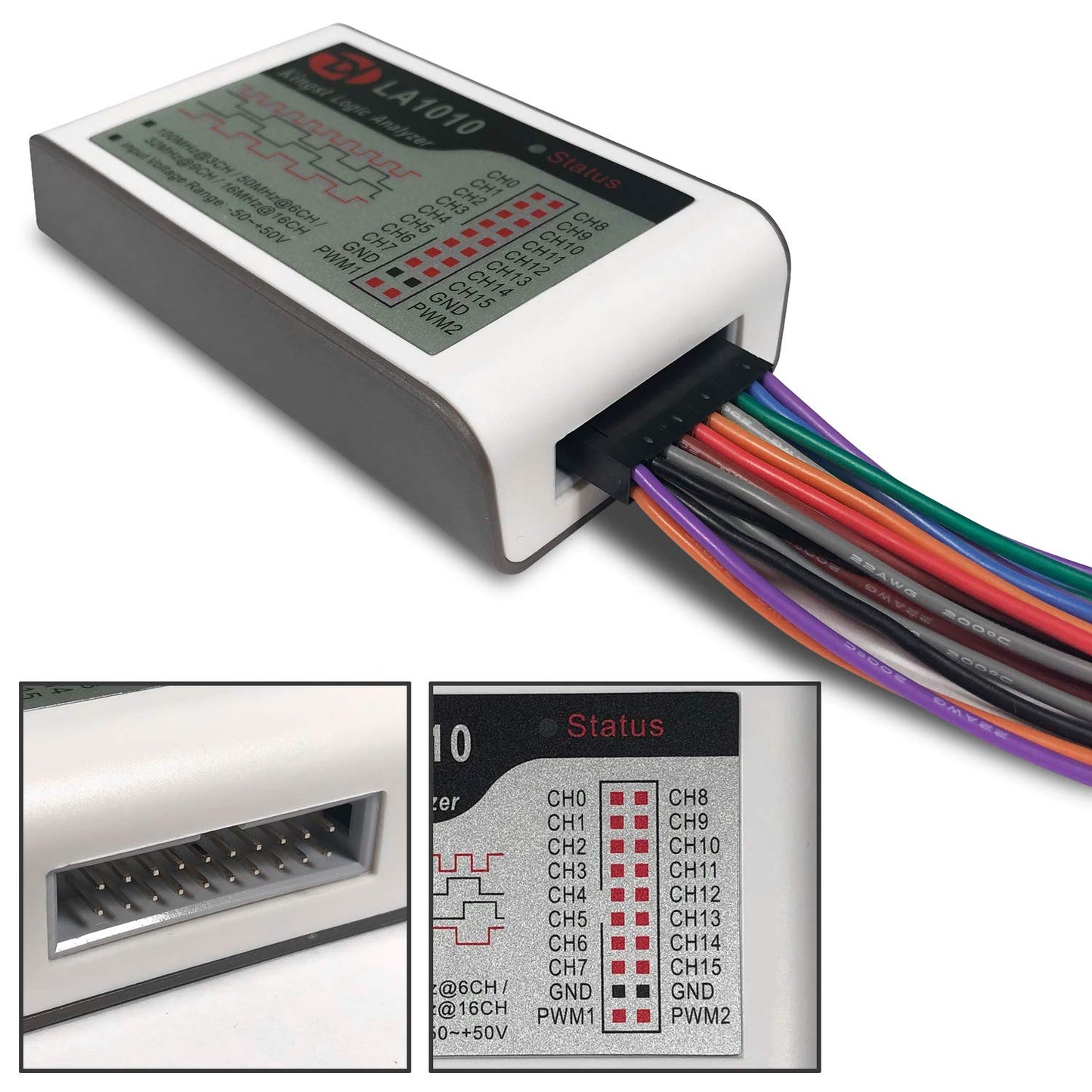 LA1010 USB Logic Analyzer 16 Input Channels 100MHz with The English PC Software Handheld Instrument,Support Windows (32bit/64bit),Mac OS,Linux