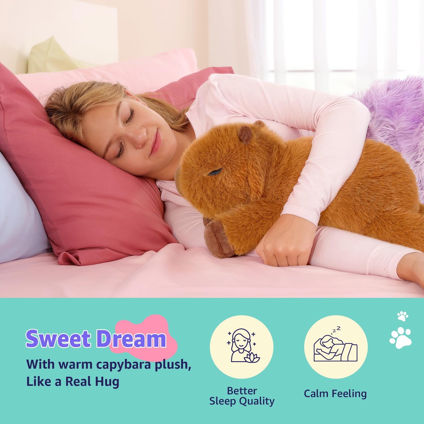 Onsoyours Original Capybara Microwavable Stuffed Animal, Weighted Heatable Capybara Plush for Warmth & Stress Relief - Comfort Plushies Toys for Kids & Adults
