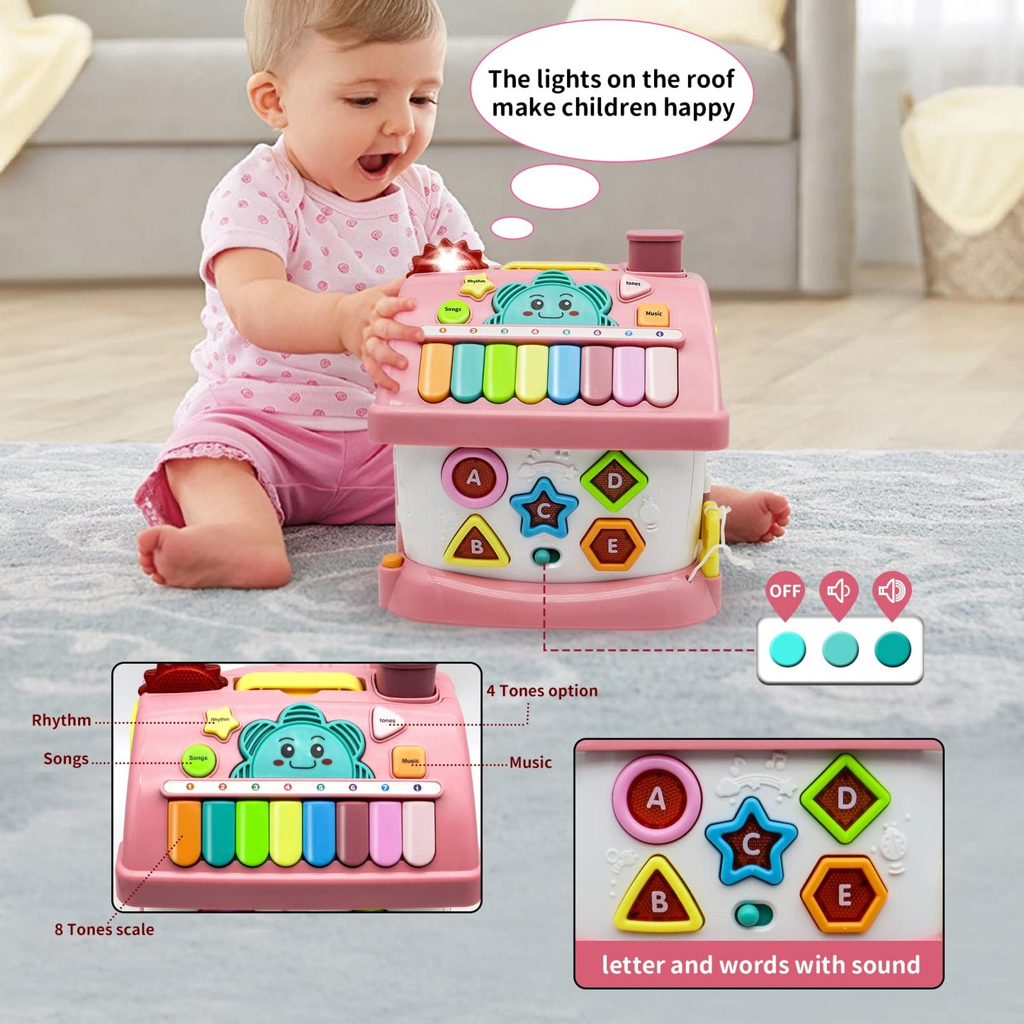 Montessori Toys for 1 Year Old Girl Gifts - 8-in-1 Musical Learning House Baby Toy 6-12 12-18 Months, Toddler Toys Age 1, 2 Year Old Girl Birthday Gifts