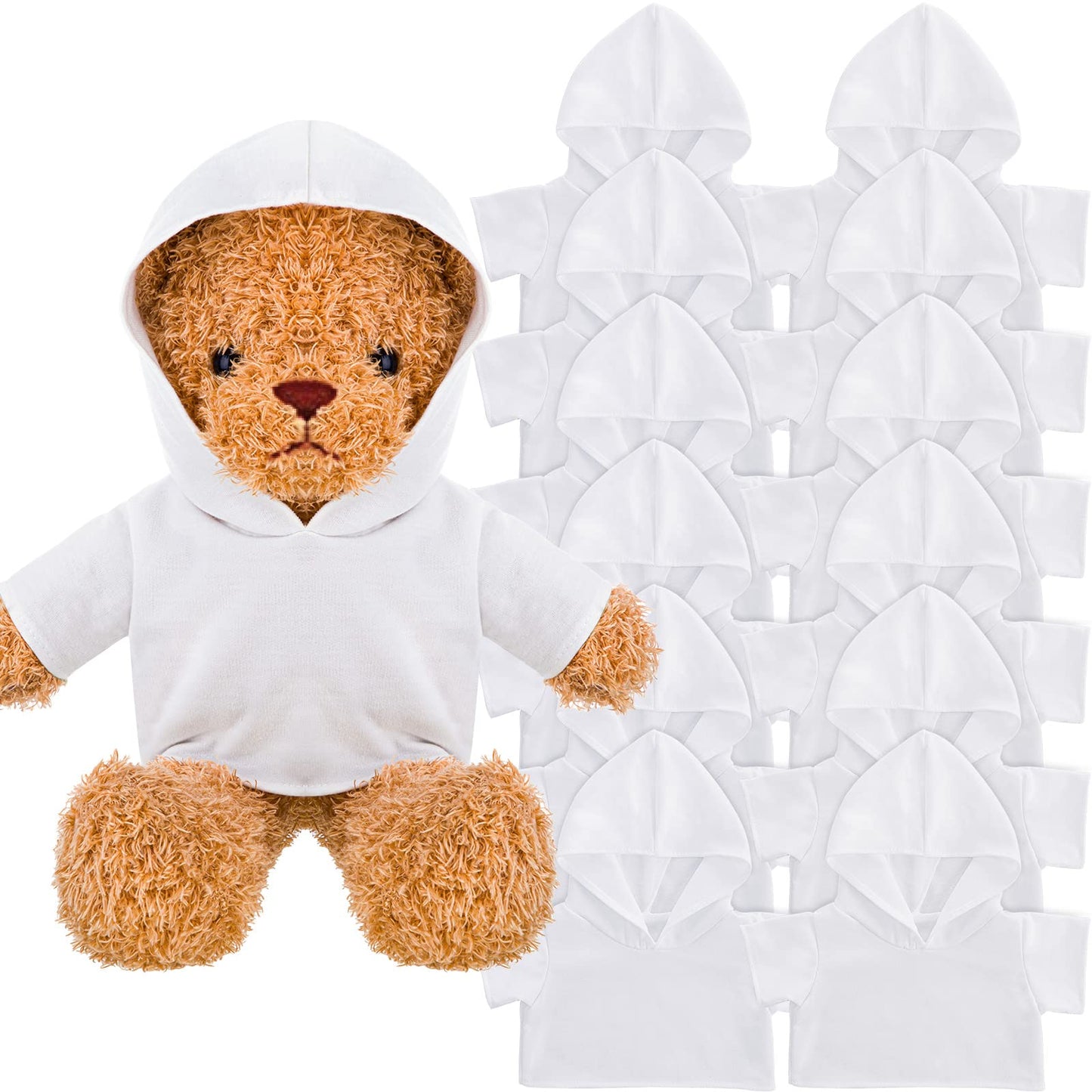 Litherr S 12 PCS Teddy Bear Clothes Shirt Stuffed Animal T-Shirt Doll Tshirts Classic Plush Bear Shirts Build A Bear Hoodie Fit 14-18 Inches Stuffed Bear Dolls (White)