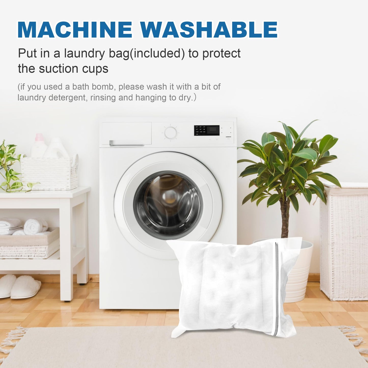 Full Body Bath Pillow, Luxury Bath Cushion with 192 Suction Cups, Bath Pillows for Tub for Head and Neck Support, with Laundry Bag White, 51" x 16"