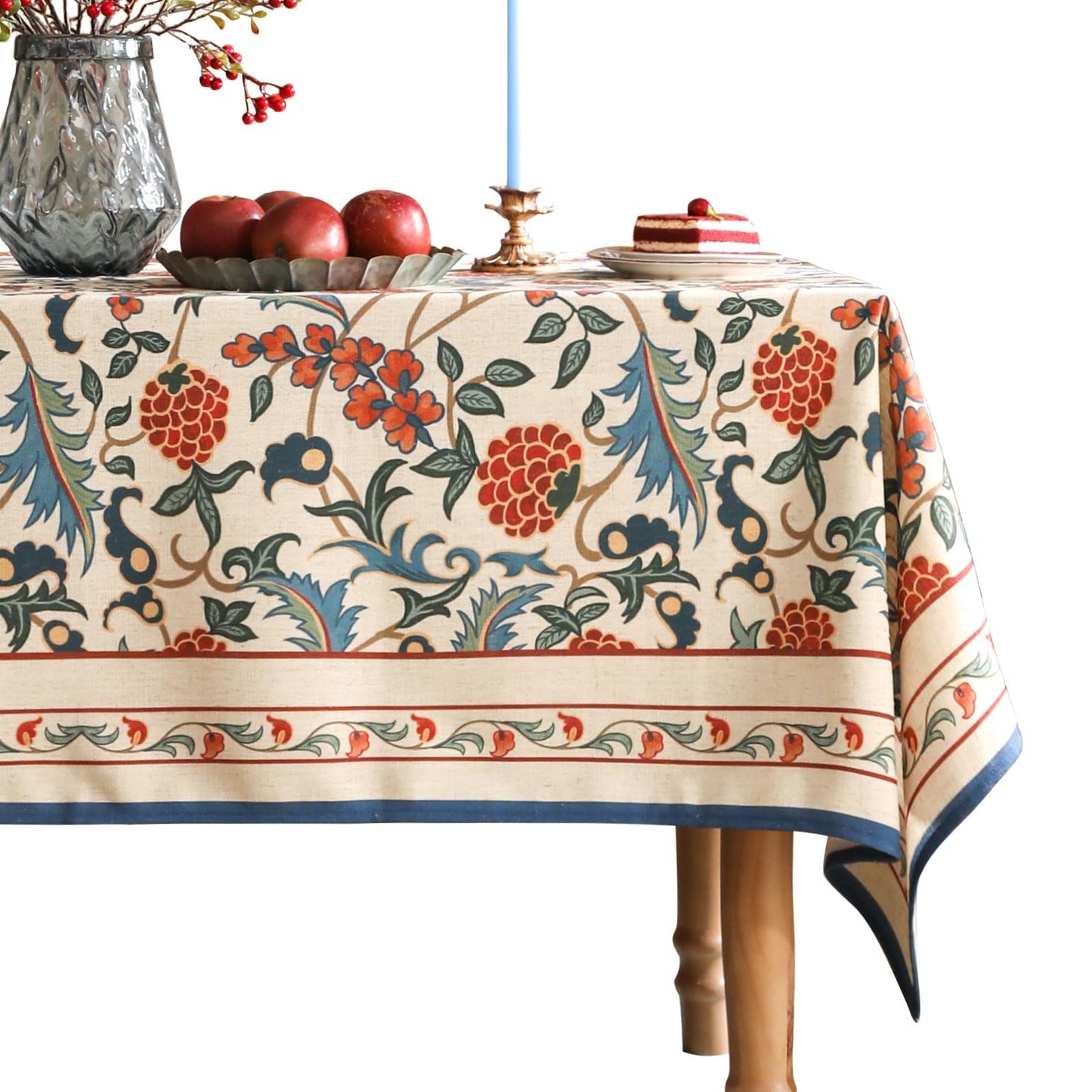 patdrea French Linen Pattern Tablecloth Soft Durable Floral Table Cloth Designer Kitchen Dining Tablecloth for Rectangular Tables for Parties Christmas 55"x 79"