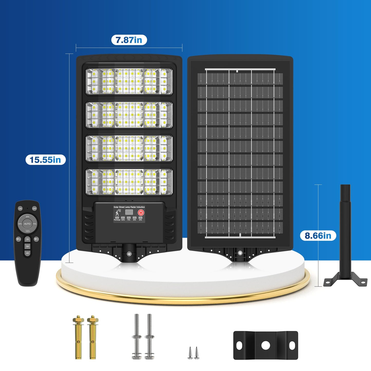 Solar Lights Outdoor - 6500K Solar Street Lights Outdoor Dusk to Dawn, 270° Wide Angle Security Flood Light IP66 Waterproof Solar Lights, Motion Sensor Led Street Lights For Yard/Road/Farm-2PACK