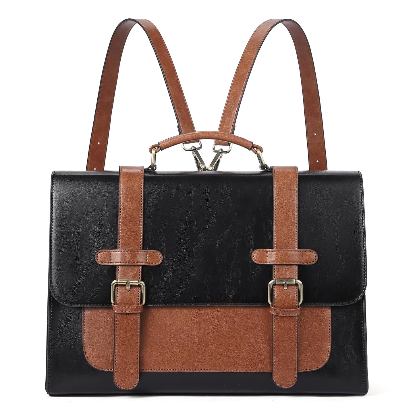 CLUCI Briefcase for Women Leather Laptop 15.6 Inch Business Ladies Work Computer Tote Bags Brown
