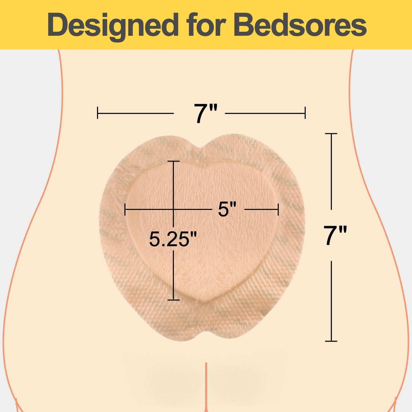 LotFancy Sacral Foam Dressing, 10 Count, 7"x 7", Silicone Foam Dressing, Wound Dressing with Border, Sacrum, Bed Sores, Pressure Ulcers Adhesive Bandage Pad, Highly Absorbent, FSA HSA Eligible