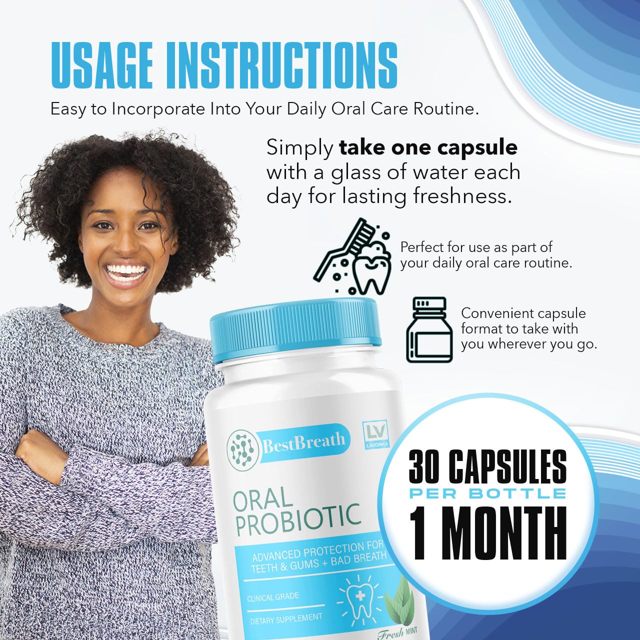 5 Pack - Best Breath - Best Breath Oral Probiotic, Best Breath Probiotic, Best Breath Pills, BestBreath, Best Breathe 150 Capsules For 5 Months, Best Breath Oral Probiotics For Mounth Bad Breath.