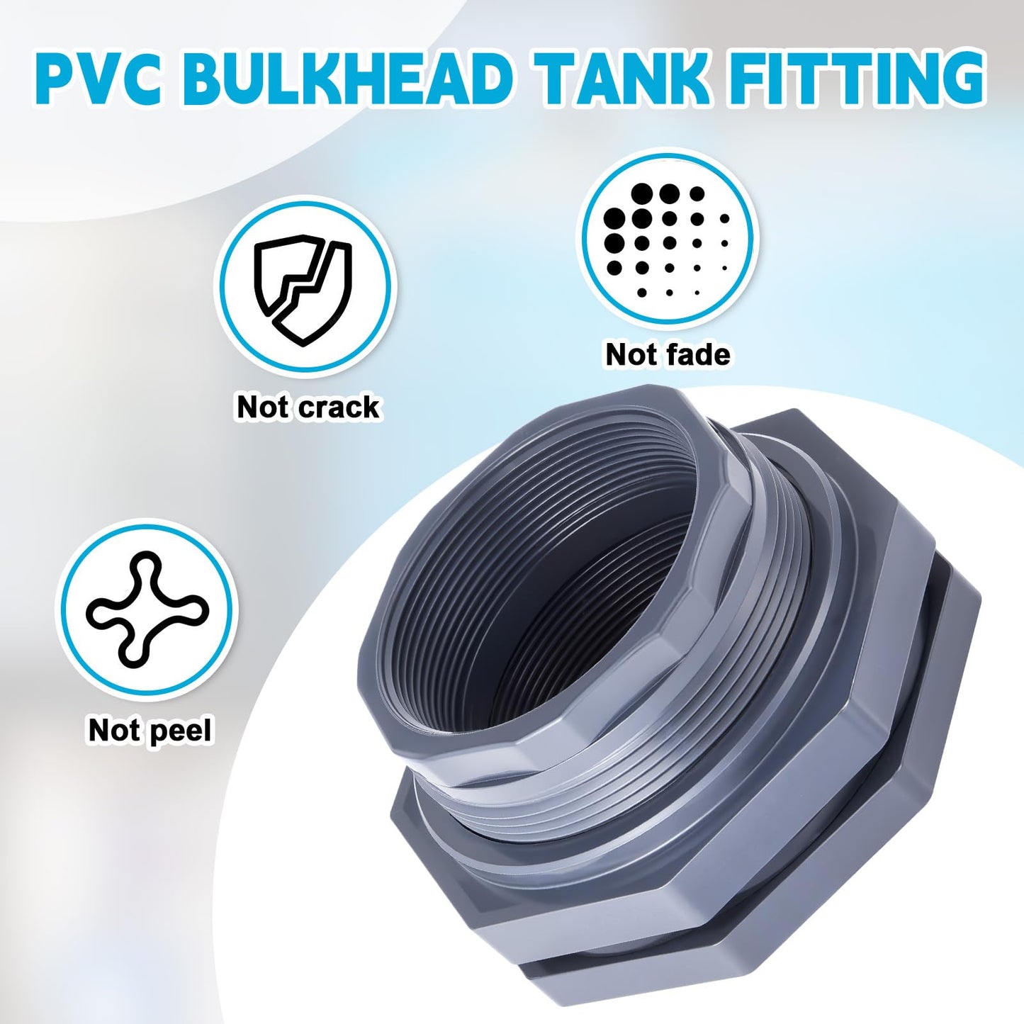 Maasechs 1 Pcs 4 Inch PVC Bulkhead Fitting Water Tank Connector Plumbing Bulkhead Pipe Fitting NPT for Rain Barrels, Aquariums, Tubs, Pools