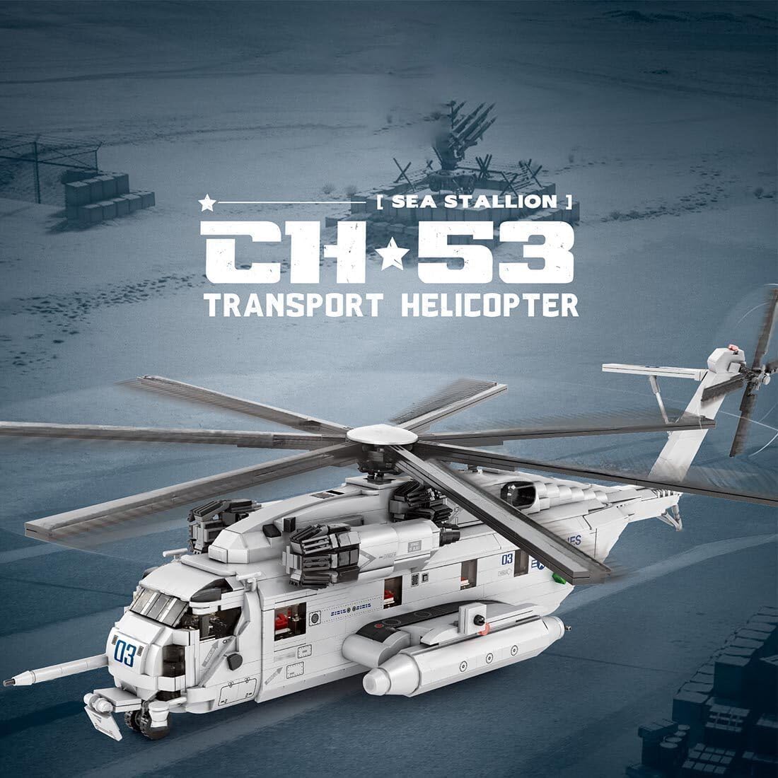FULHOLPE CH-53 Sea Stallion Transport Helicopter Building Blocks Set, MOC Military Aircraft Model Bricks Construction Toy Compatible with Major Brands - 2192 Pieces