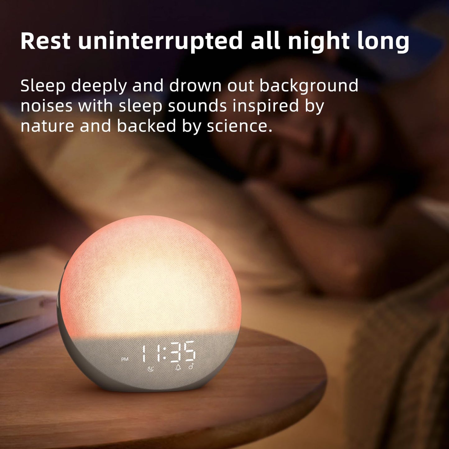 Odokee Sunrise Alarm Clock White Noise Machine: Natural Wake Up Light - Dimmable Clock with Bluetooth Speaker for Bedroom - 25 Sleep Sounds for Baby Adults Kids Cocoa