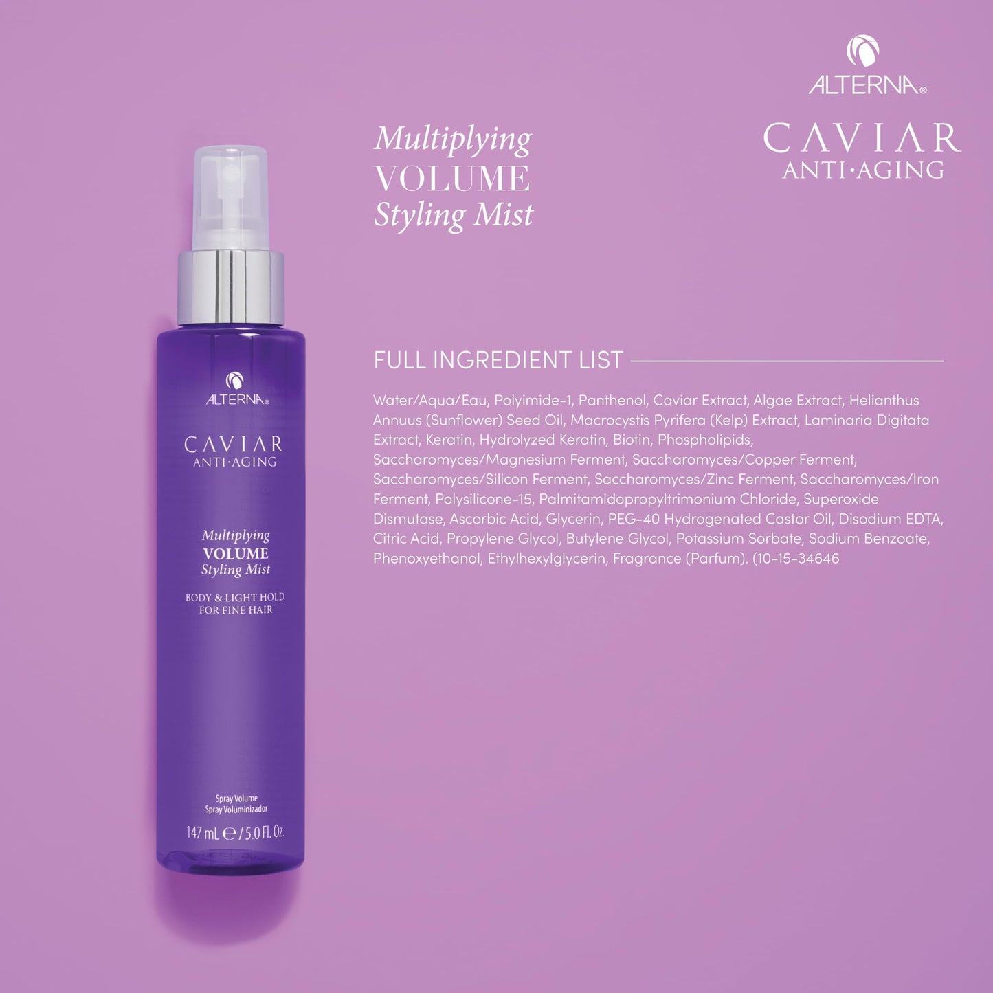 Alterna Caviar Anti-Aging Multiplying Volume Styling Mist, 5 Ounce | For Fine, Thin Hair | Light Hold | Sulfate Free , 5 Fl Oz (Pack of 1)