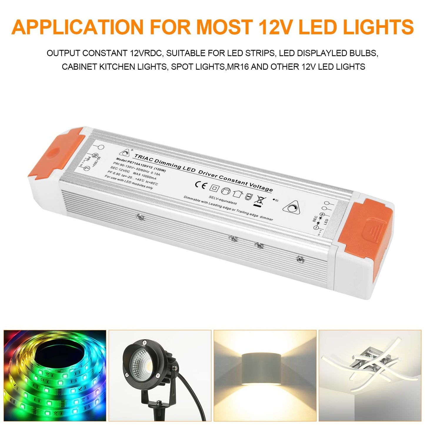 120 Watts 10A Dimmable LED Driver Dimming Power Supply 110V to 12V DC led Transformer dimmable (2 Pack)