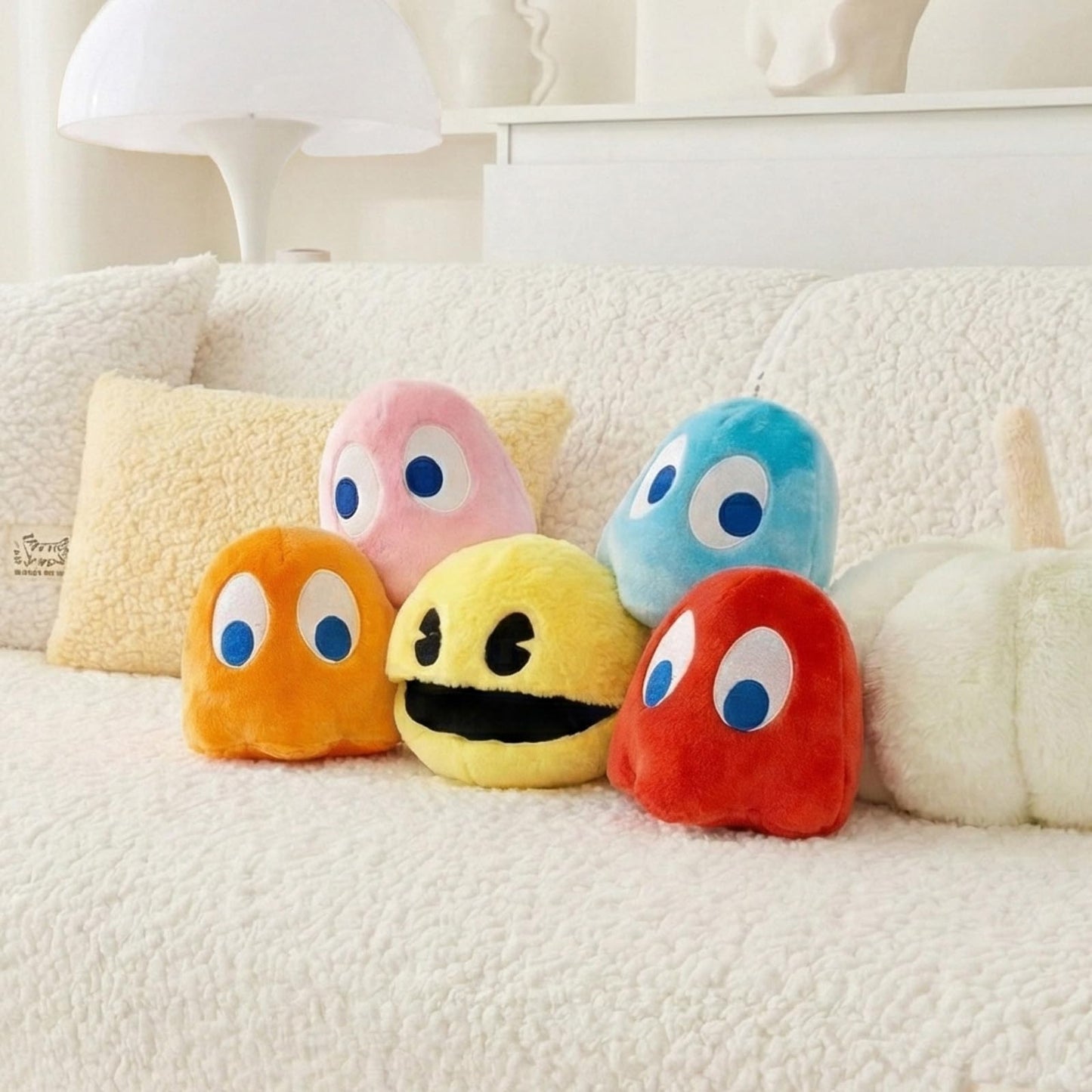 WjcnPac-Man 6inches Plush, Set of 5 Pacman Toys Can Be Used for Party Decoration, Soft and Comfortable Pacman Stuffed Animal, Suitable for Birthday Gifts, Children's Day Giftsetc.
