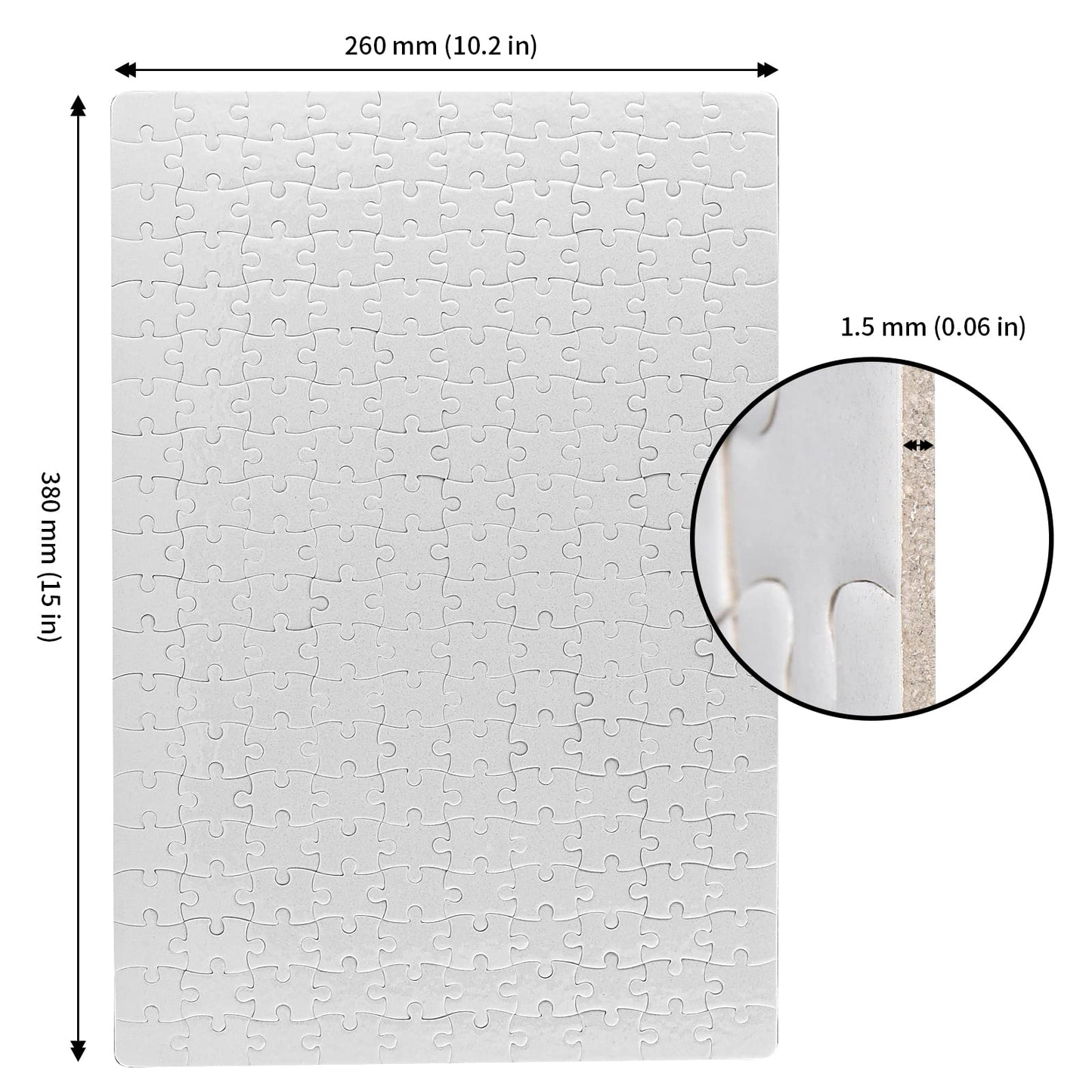 JAPCHET 12 Sets 15.5 x 11 Inches Sublimation Puzzle Blanks, 200 Pieces White Blank Sublimation Jigsaw Puzzles, DIY Custom Puzzle for Heart Press Thermal Transfer Printing Craft