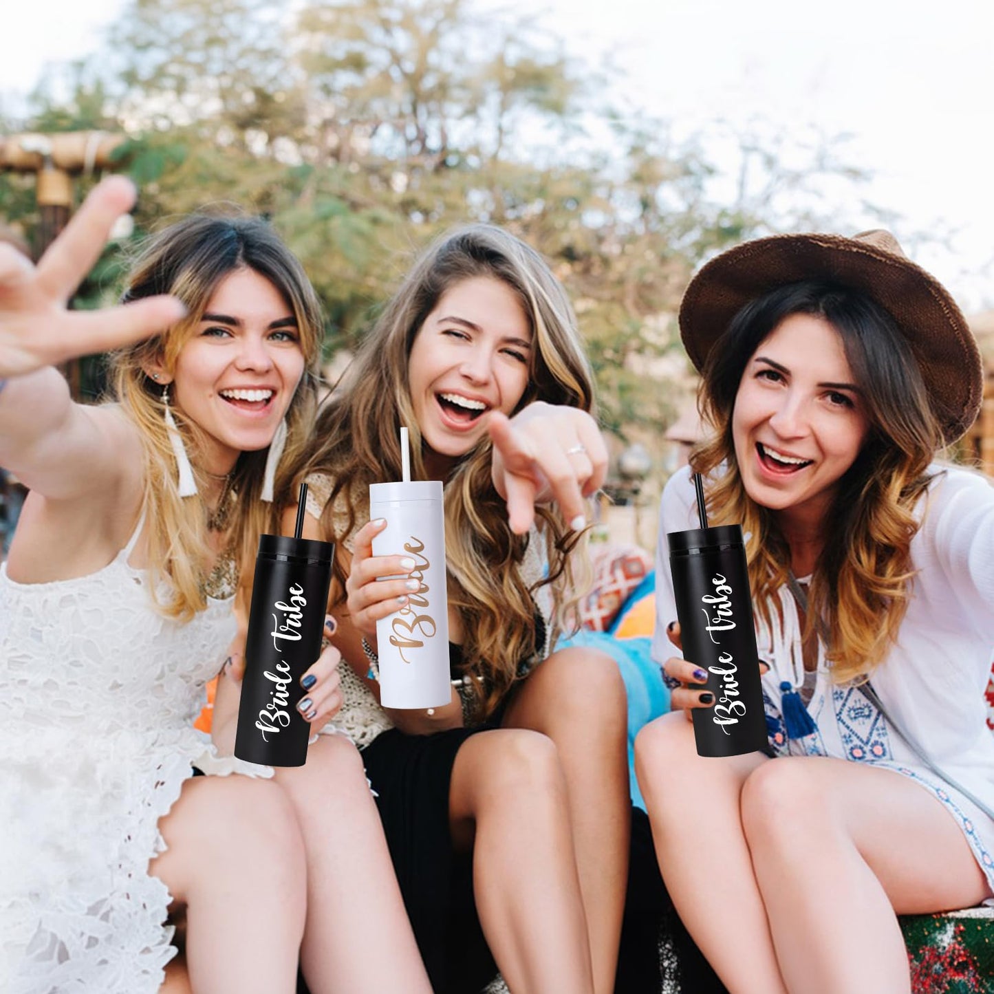 10 Pack Bride to Be Skinny Tumbler | 16 oz Bride Tribe Tumblers | Bachelorette Party Cups | Engagement Wedding Gifts Bridesmaids Mugs Bachelorette Party Supplies & Games